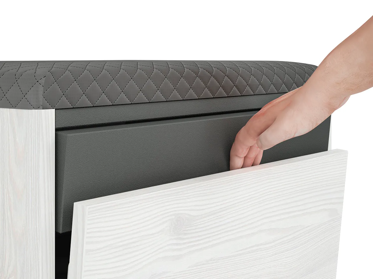 Szafka na buty z siedziskiem HYGA 01 sosna śnieżna, antracyt 50x47x34 — zdjęcie 7
