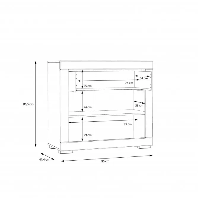 Komoda 2-drzwiowa z szufladą SNOW - biały, chrom - SNWK22-C50