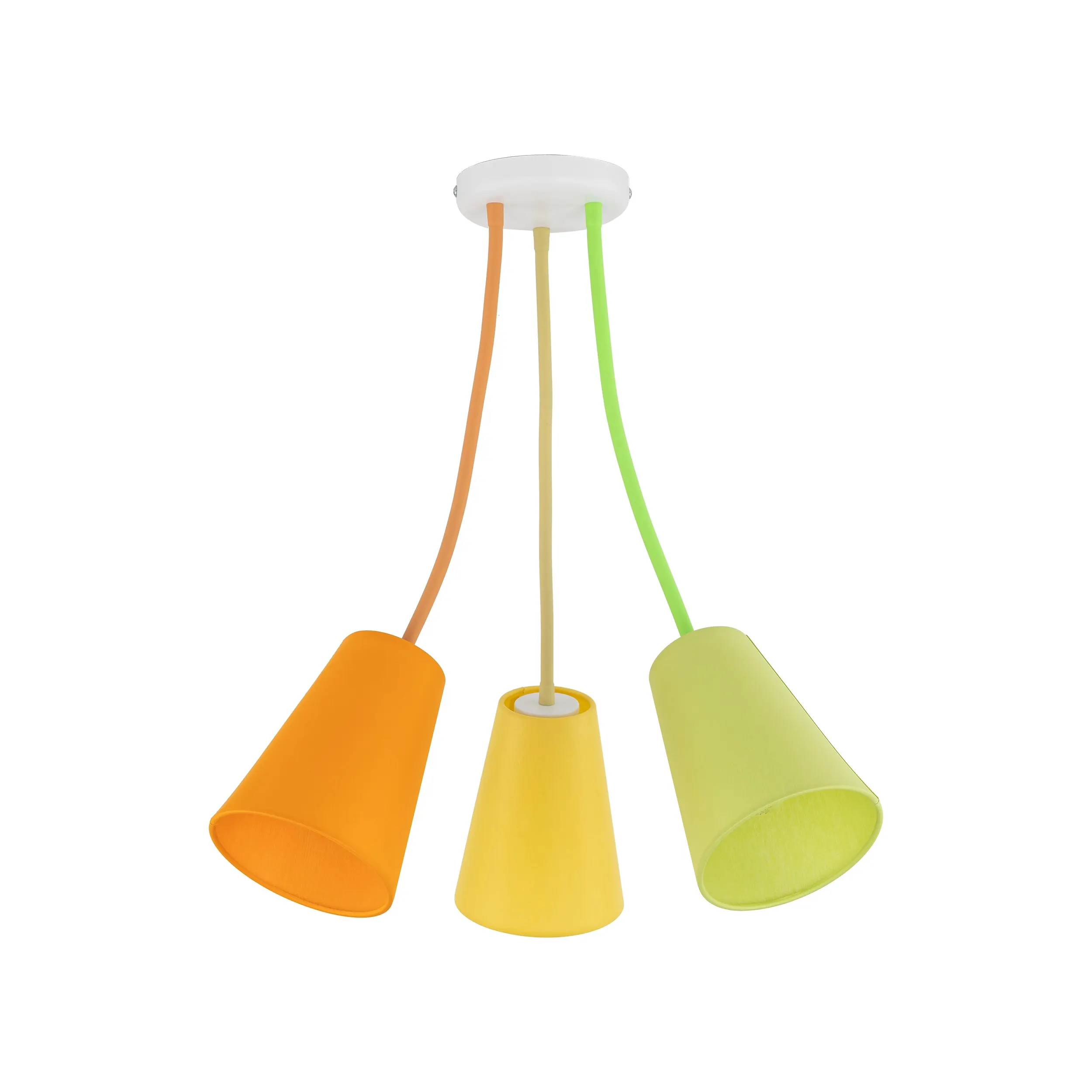 Lampa sufitowa WIRE COLOUR wielokolorowa pomarańczowa żółta zielona na białej podstawie 70x50cm