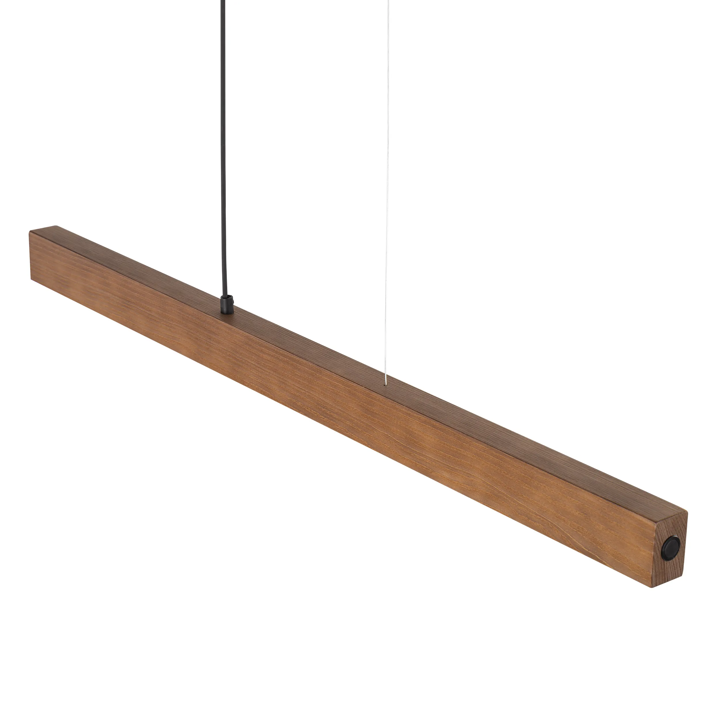 Lampa wisząca TEO LED 15W czarna z drewnianym kloszem z orzecha z włącznikiem 126x100x5cm - TK_1449