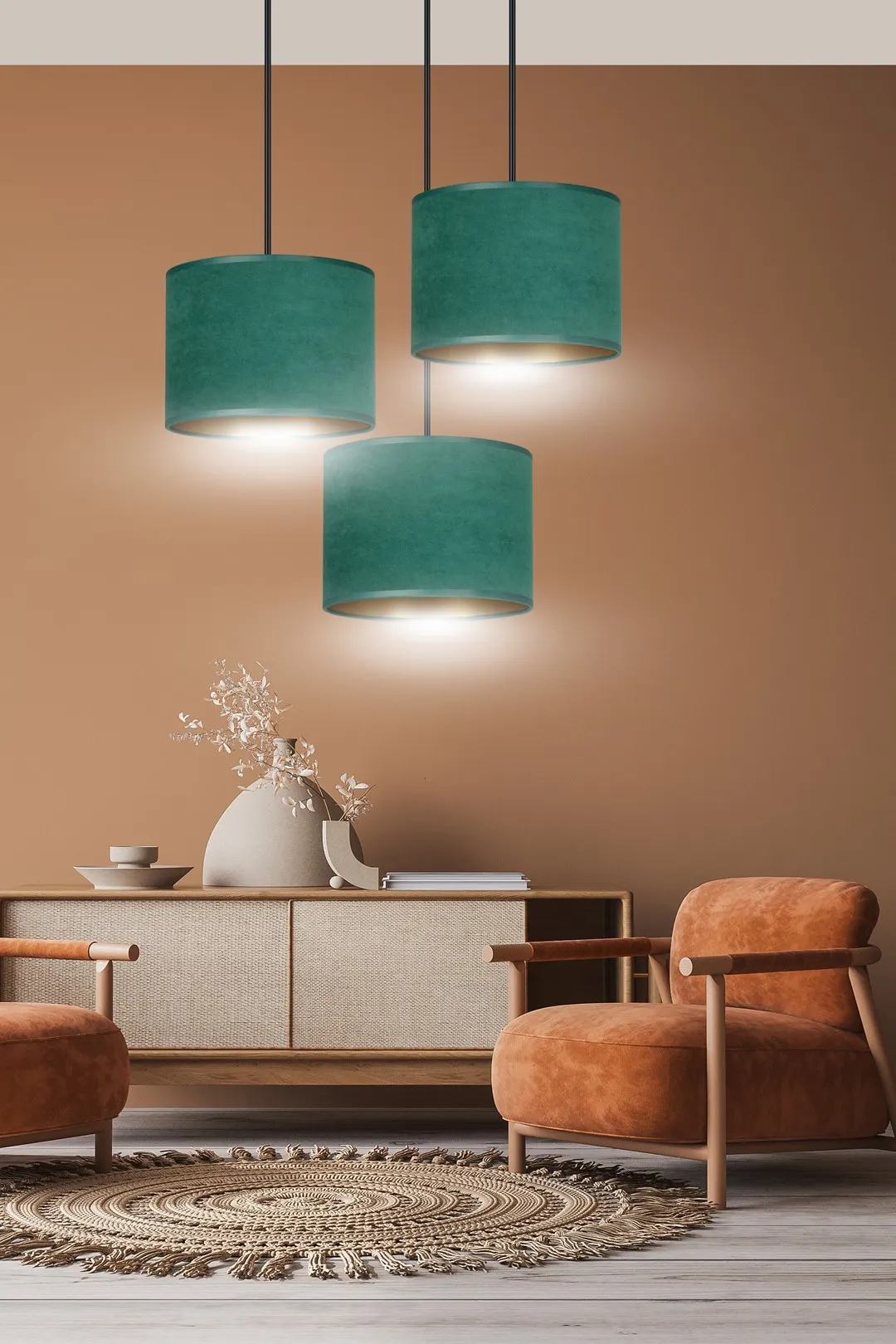 Lampa wisząca HILDE 3 PREM czarny zielony — zdjęcie 8