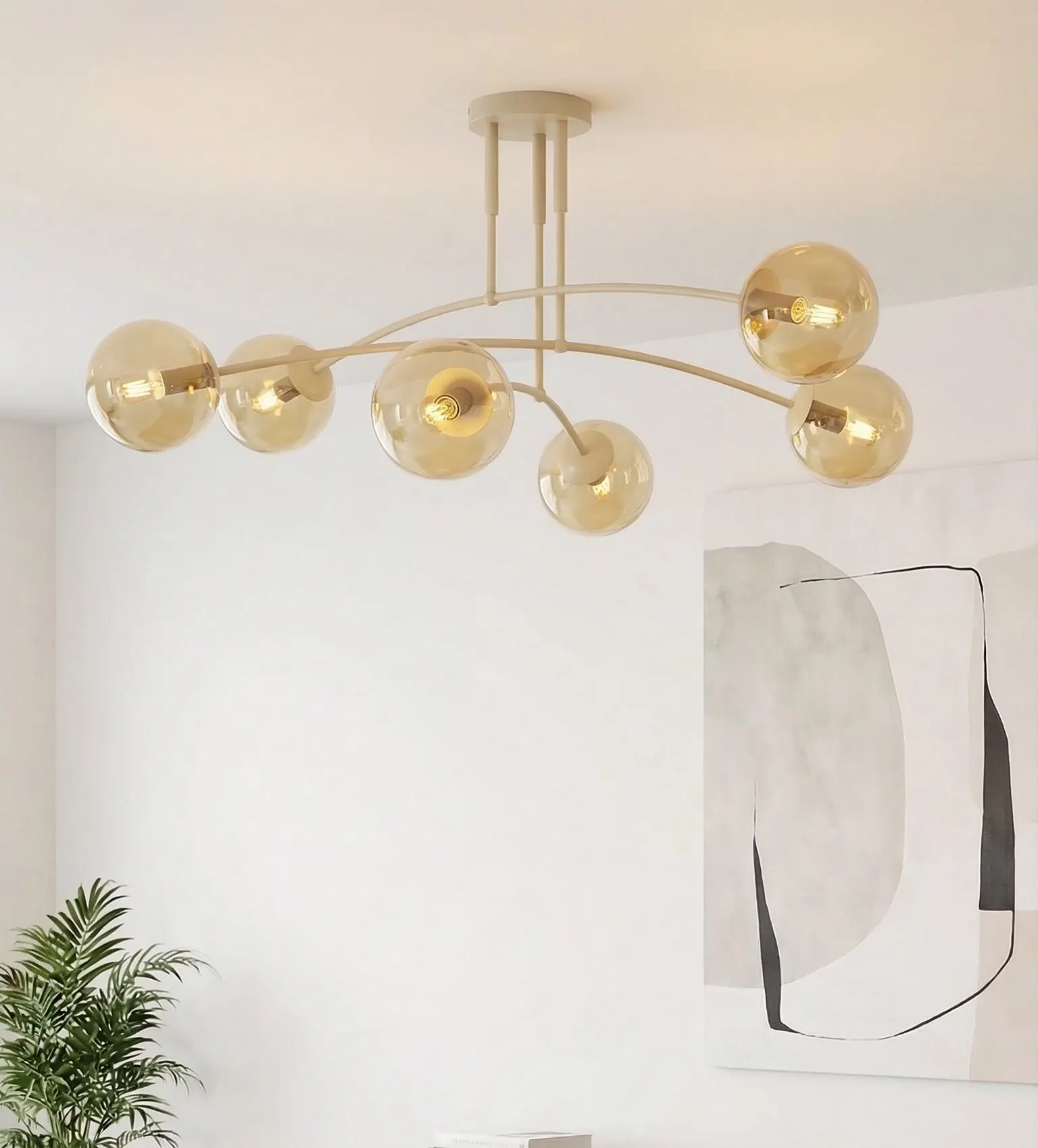Lampa sufitowa PREGOS 6 MOKKA AMBER beżowa miodowy - 1686/6