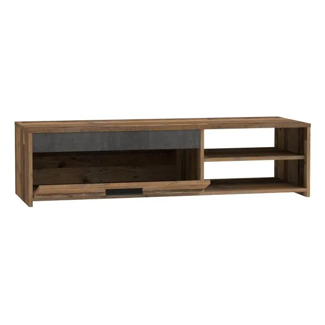 Szafka RTV CLIF z klapą i wnęką - old wood vintage, beton