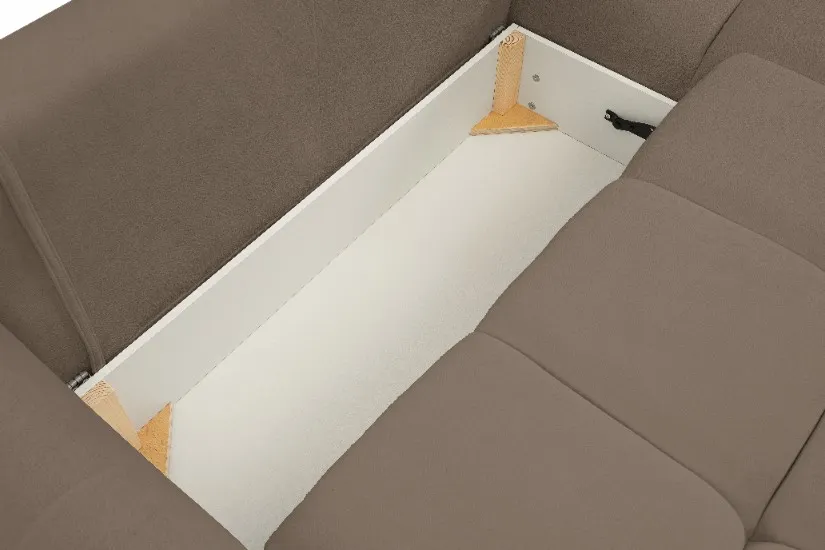 Narożnik rozkładany z pojemnikiem BASE SICURIO 257 cm L/P pikowany caffe latte - BASE_NAR_SICURIO45