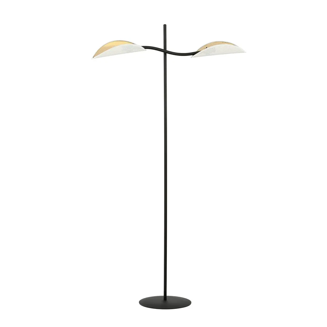 lampa ogrodowa, stojąca lampa, podstawa okrągła, kolor czarny, ramiona oświetleniowe