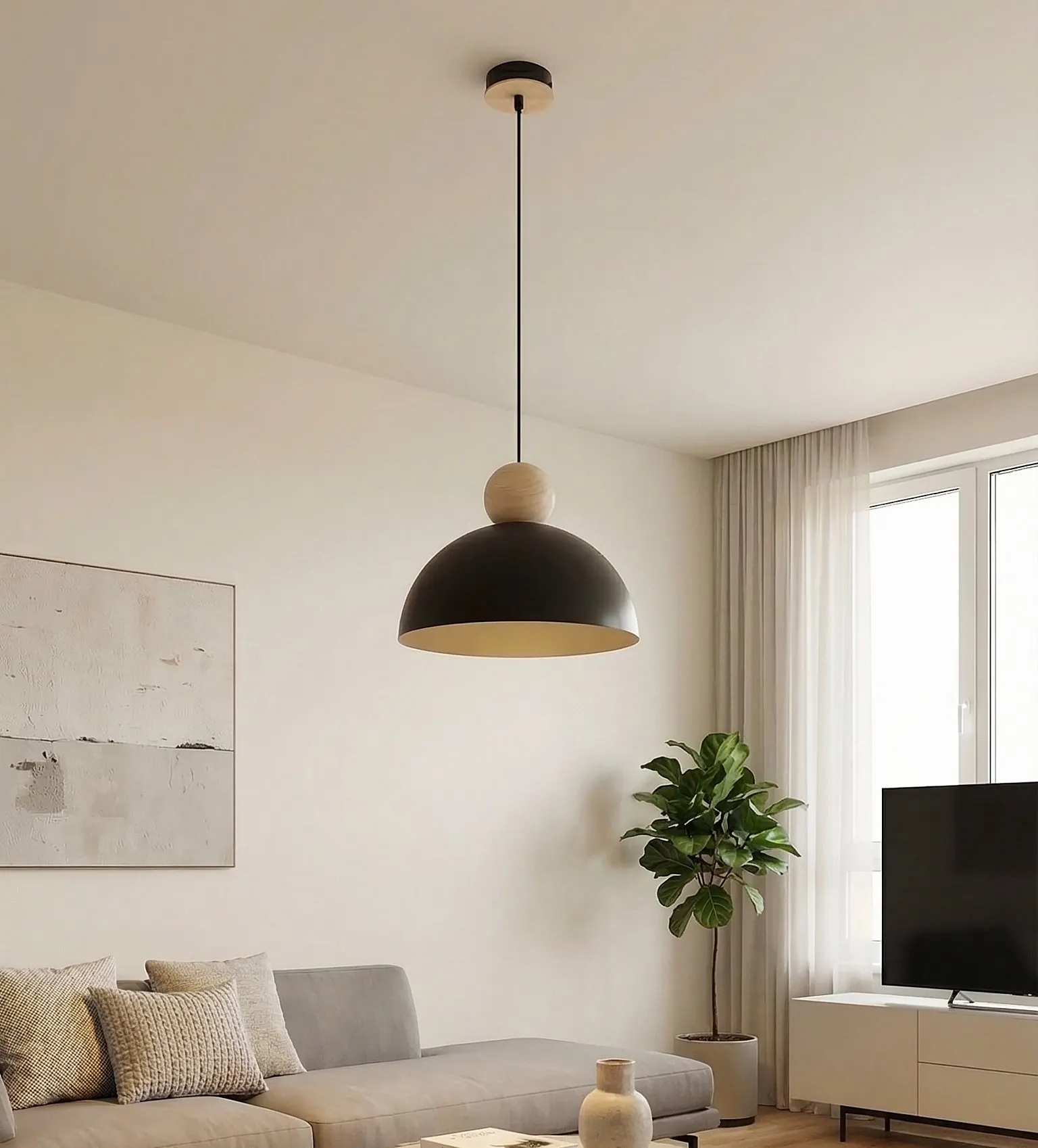 lampa wisząca, czarna oprawa, design wnętrz, kuta żyrandol, sofa salonowy
