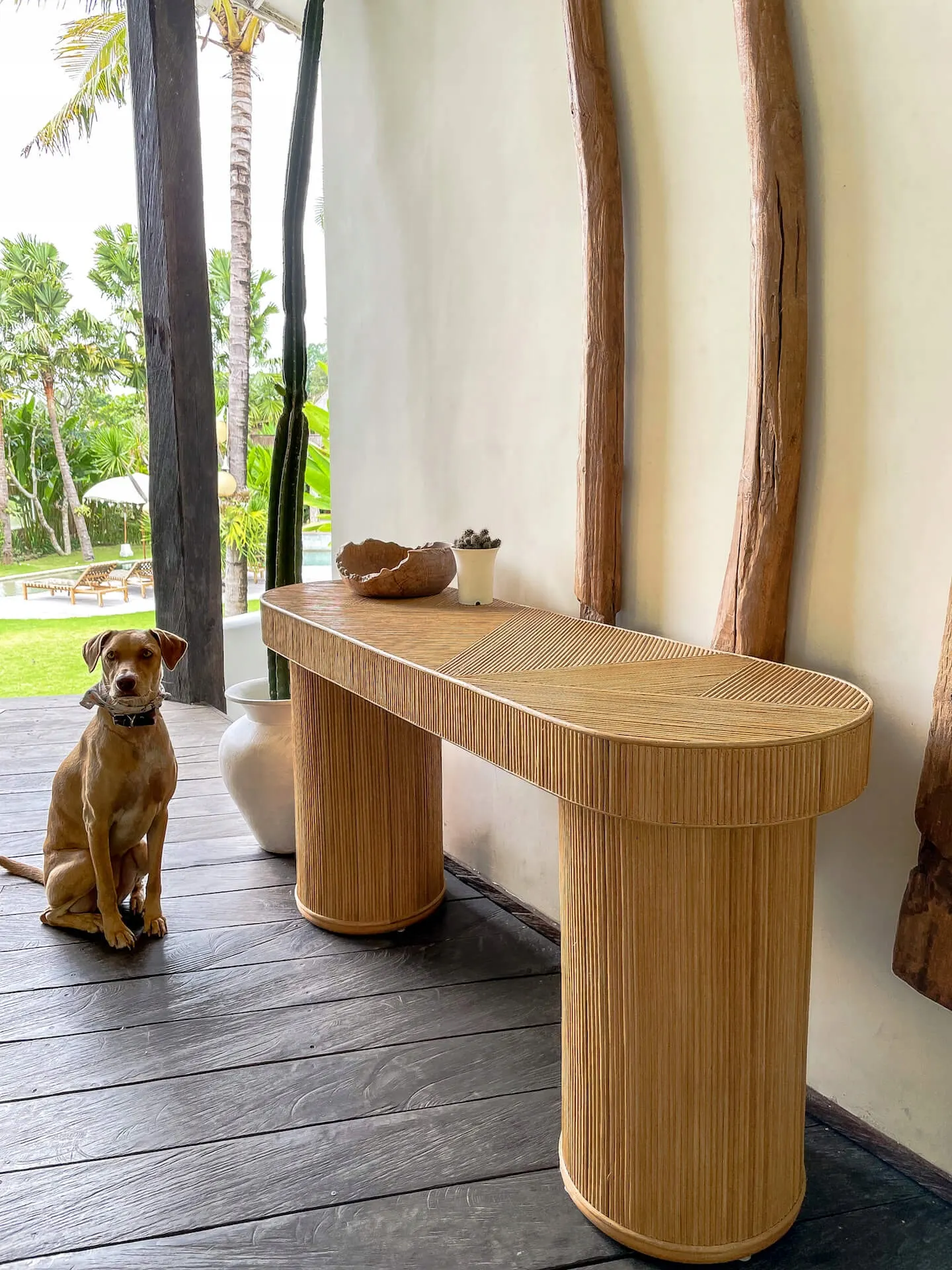 STOLIK KONSOLA KACA - naturalny rattan - MMRT015