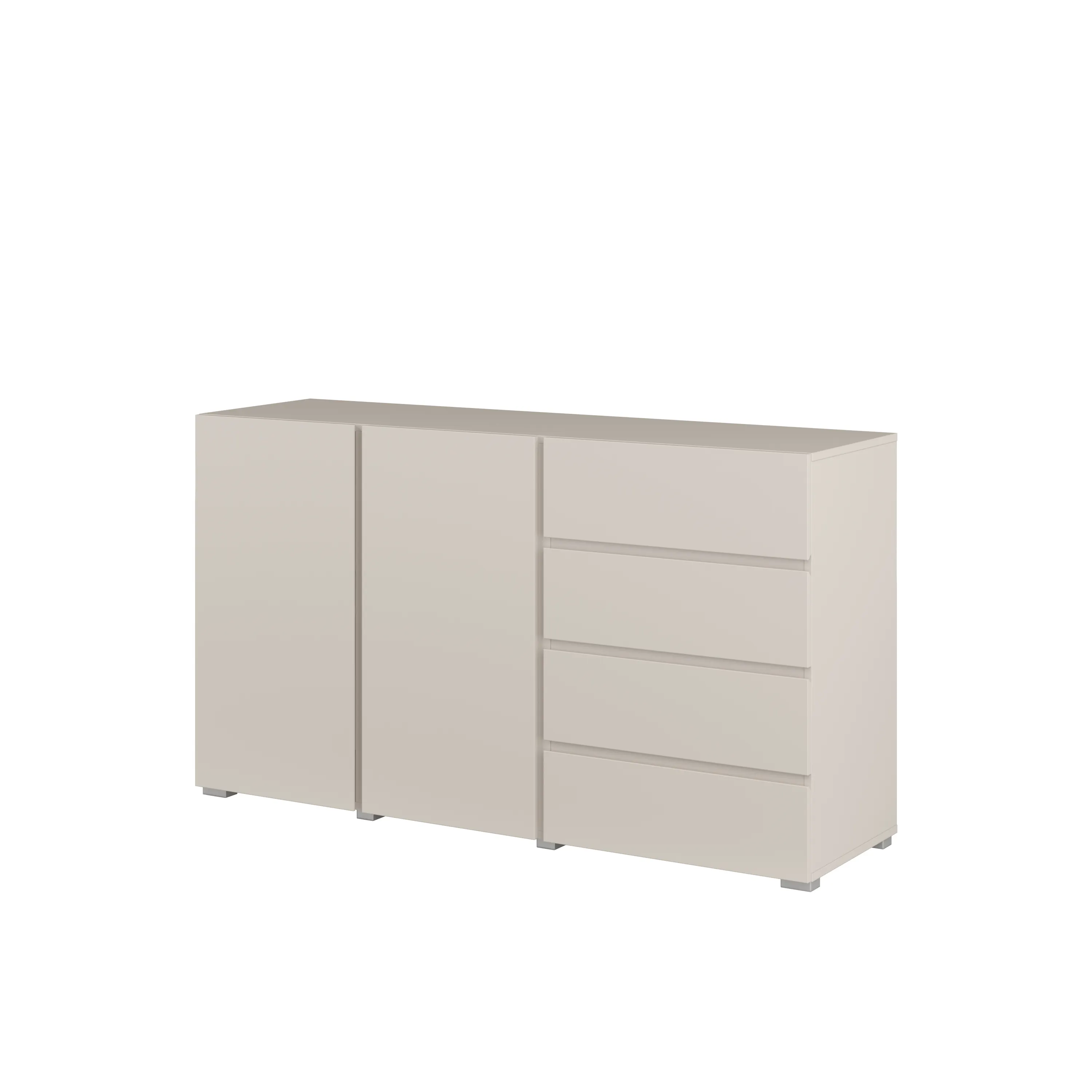 Komoda 2-drzwiowa z 4 szufladami ASYMETRIC 42 138 cm kaszmir