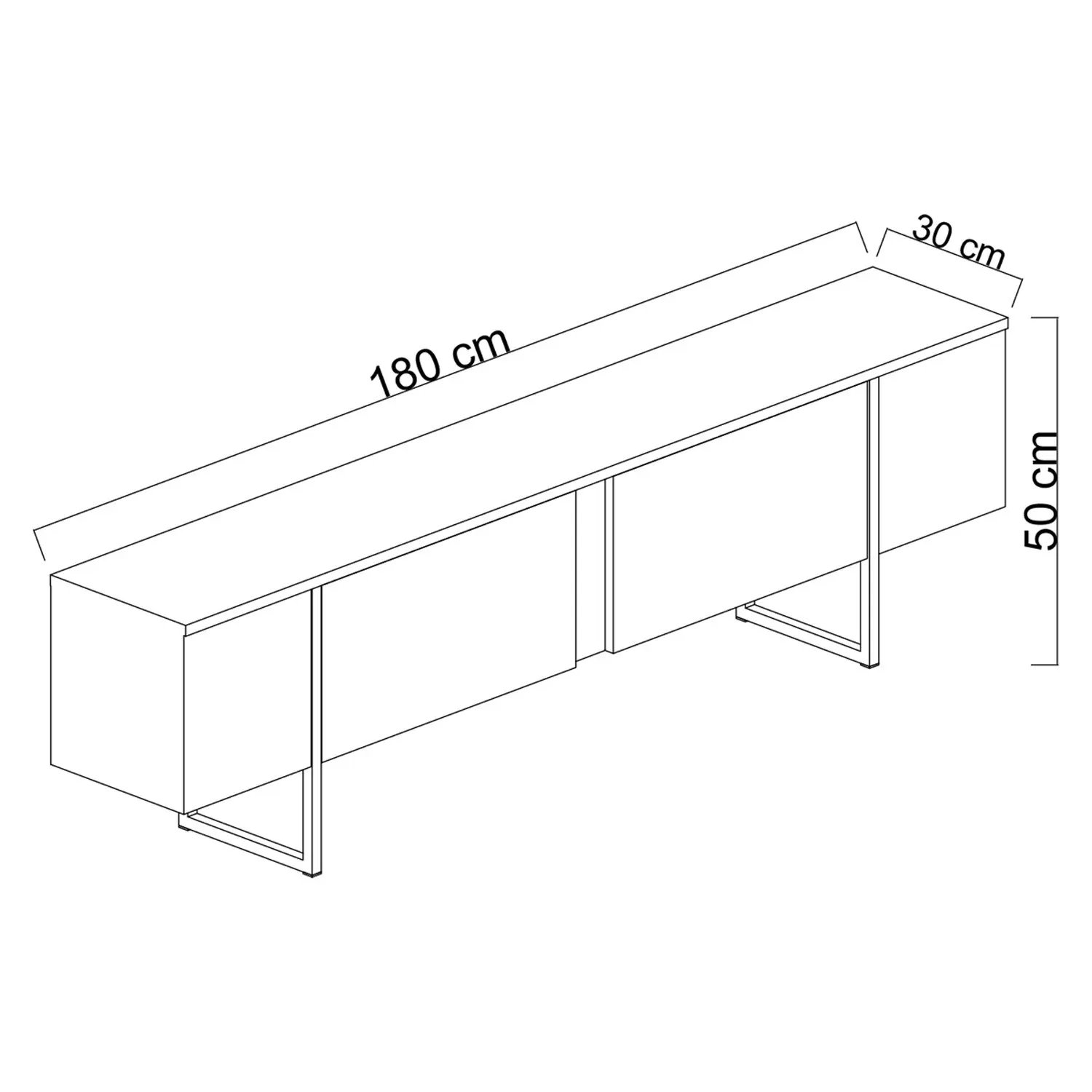 Szafka RTV 2-drzwiowa LUXE 180 cm antracytowa czarny stelaż — zdjęcie 7