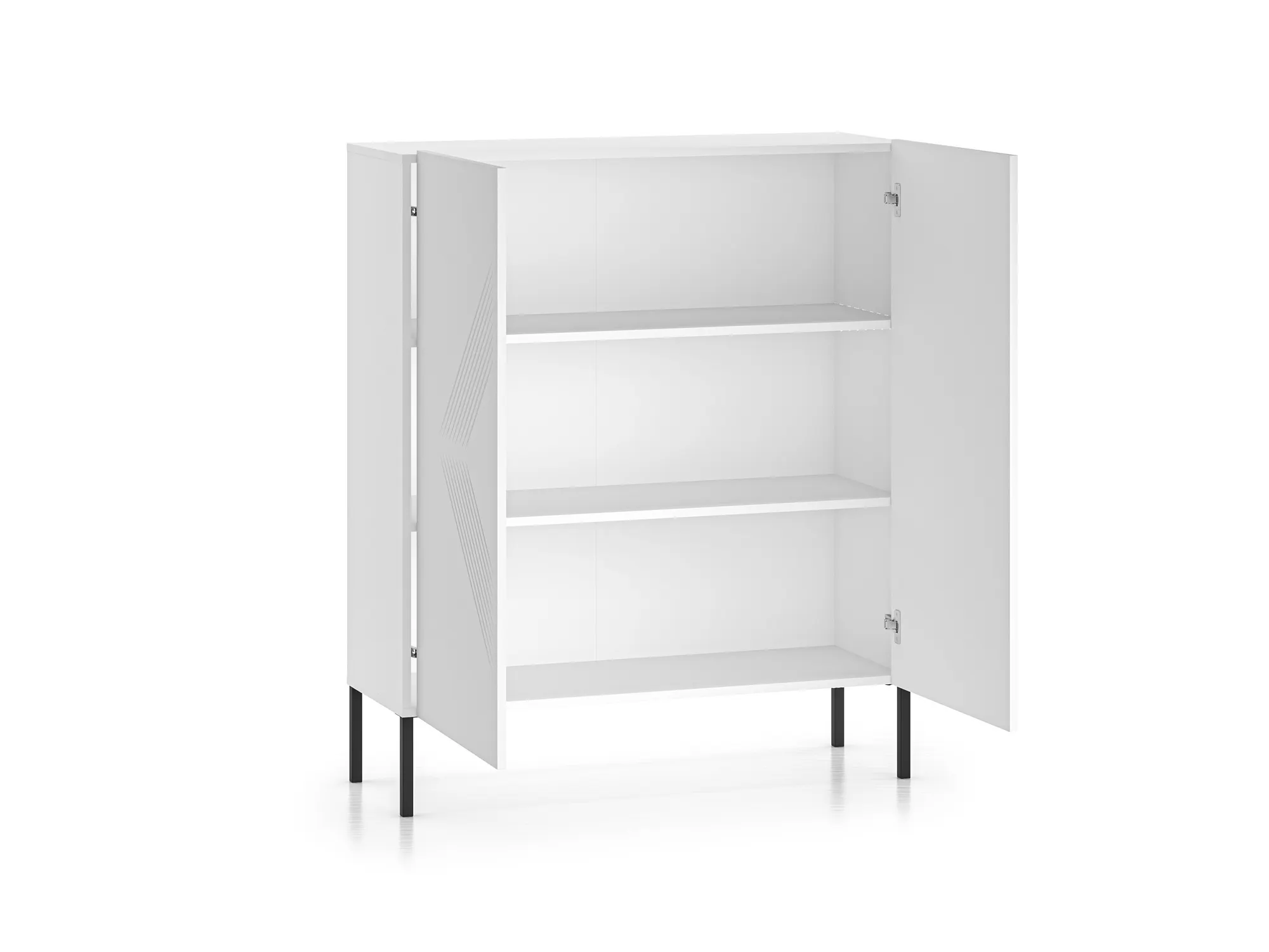 Komoda wysoka 2-drzwiowa CLEARING 01 biały alpejski, noga-czarny - 1CLEA01-001-02