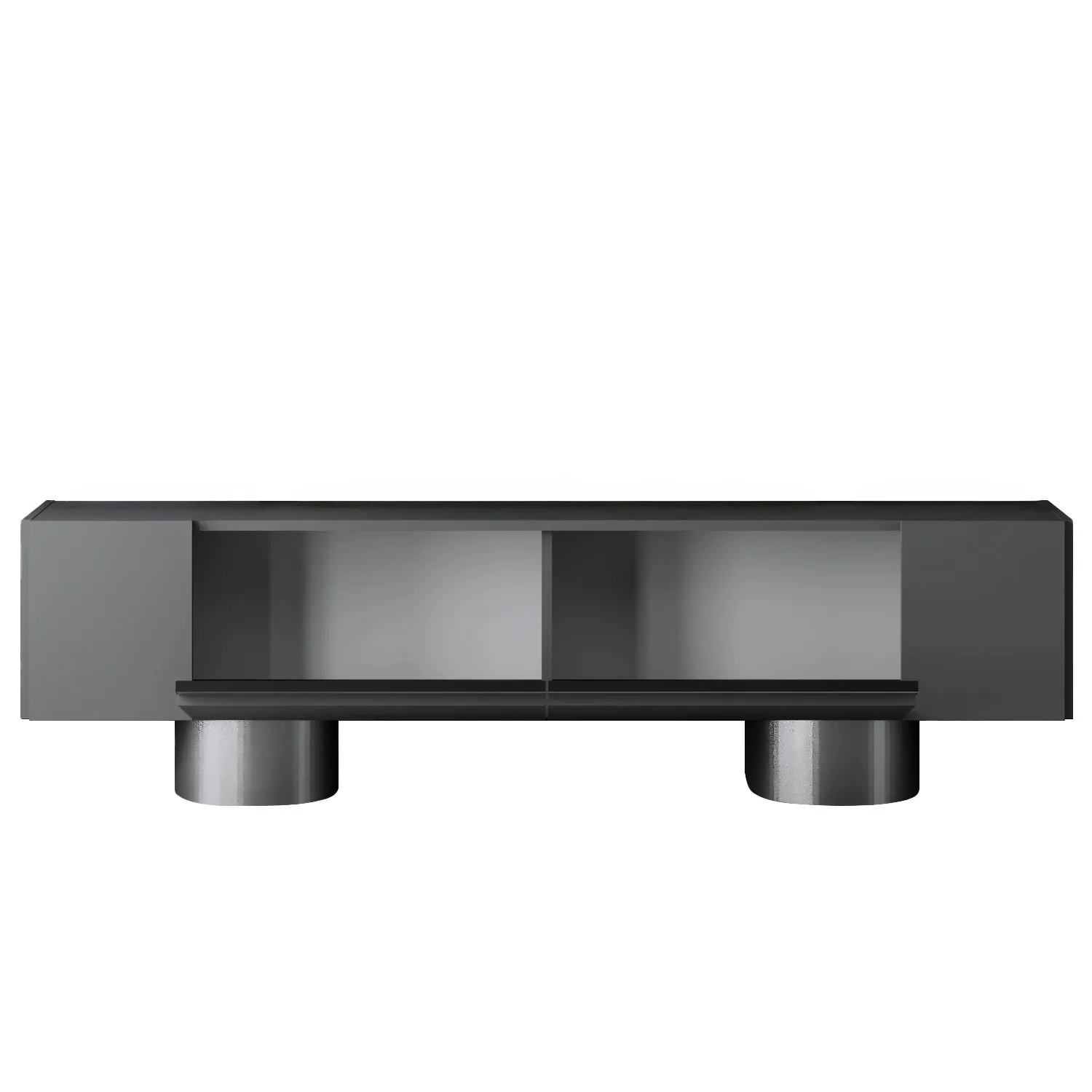 Szafka RTV z 2 klapami na blaszanych nogach BOHEM 180x50x30 cm antracyt srebrny - ASI_618BLY1263
