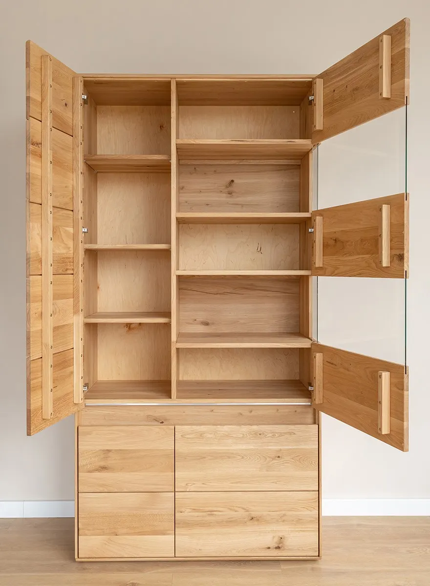 Witryna drewniana szklana DIVISIONE oświetleniem prawa dąb olejowany - ZIDIV02R