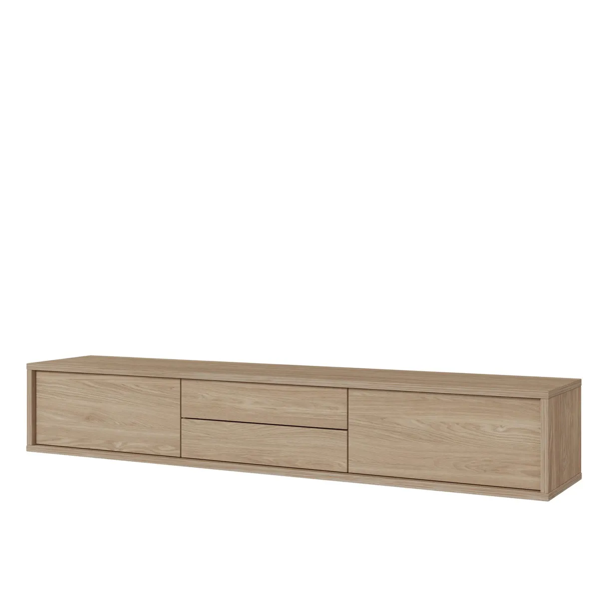 Szafka RTV FRIDA z opcją podwieszenia 2-drzwiowa z 2 szufladami dąb olejowany 180x37x32cm Szafka RTV FRIDA z opcją podwieszenia 2-drzwiowa z 2 szufladami dąb olejowany 180x37x32cm