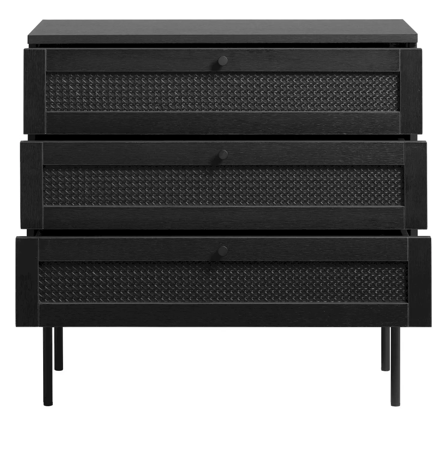 Komoda z 3 szufladami PENSACOLA 80x75 rattan/czarna - UN_44631013