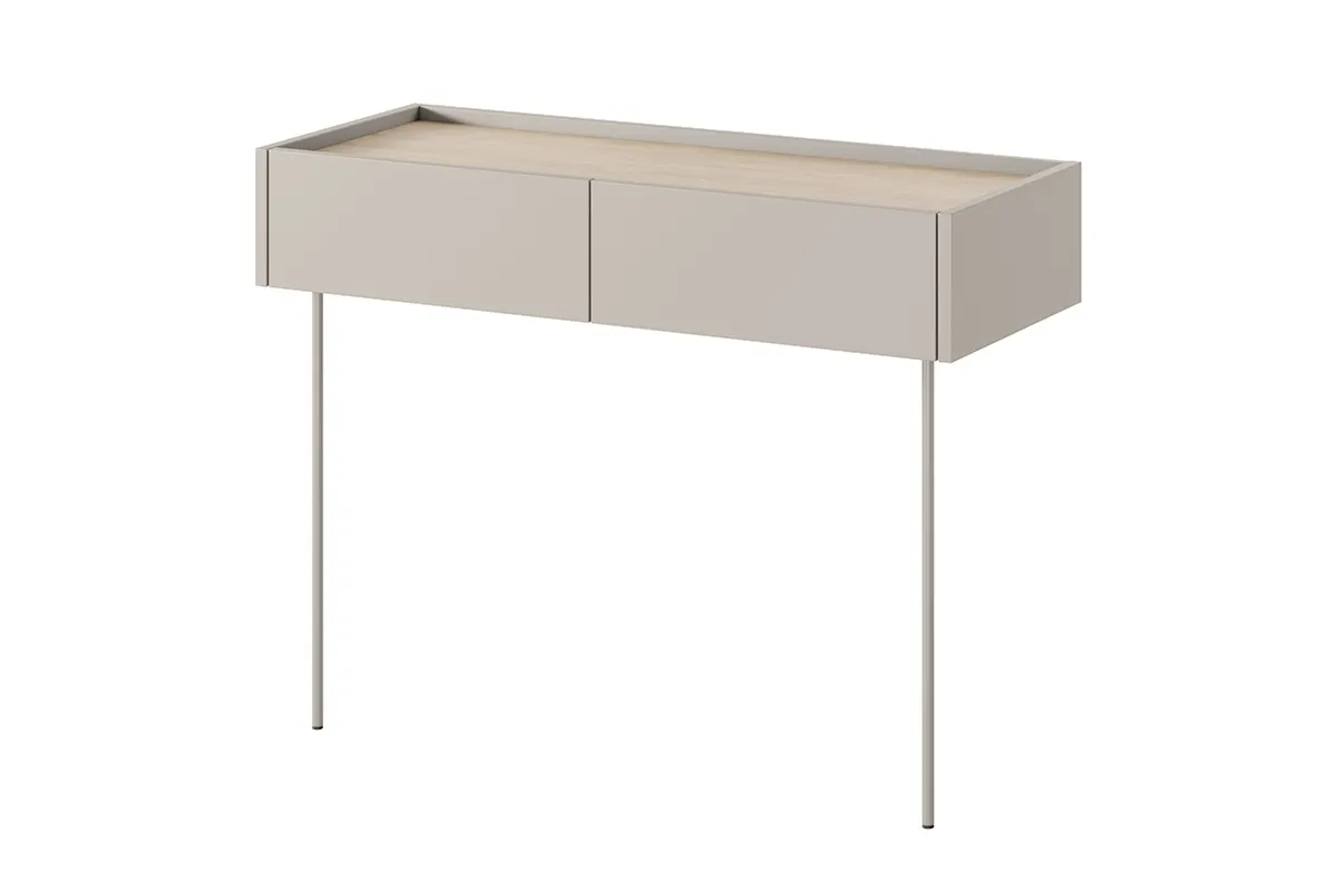 Toaletka - konsola DESIN 2 szuflady - kremowa - dąb nagano