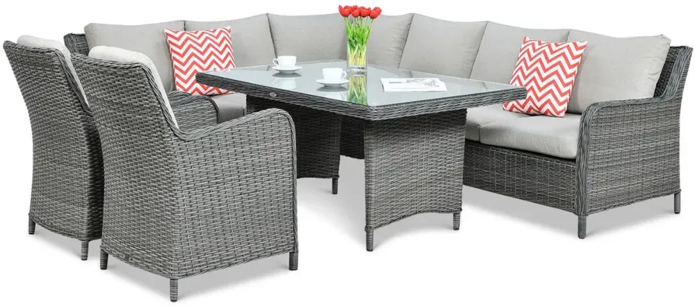 Narożnik ogrodowy modułowy MARYLAND DINING ze stołem technorattan ciemnoszary - FG002665