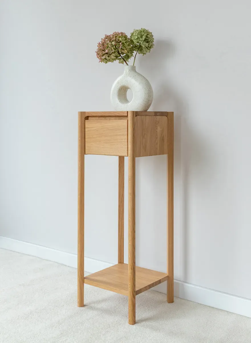 Stolik z szufladą wysoki dębowy CAMPI dąb olejowany - KULCA14