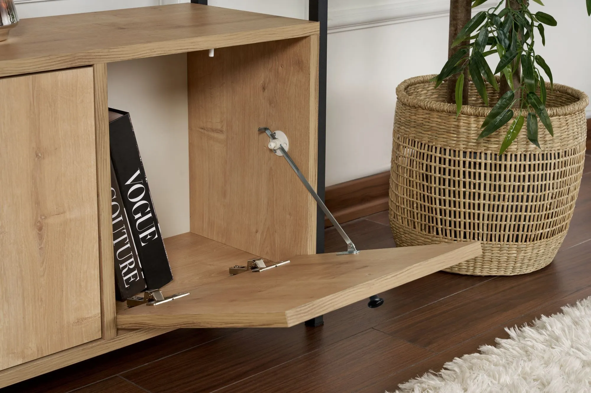 Konsola 3-drzwiowa SOLACE 120 cm dąb czarny metalowy stelaż — zdjęcie 8