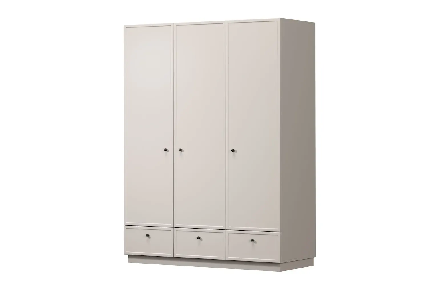 Szafa 3-drzwiowa z 3 szufladami LORINI 150 - cashmere gałka czarna cokół