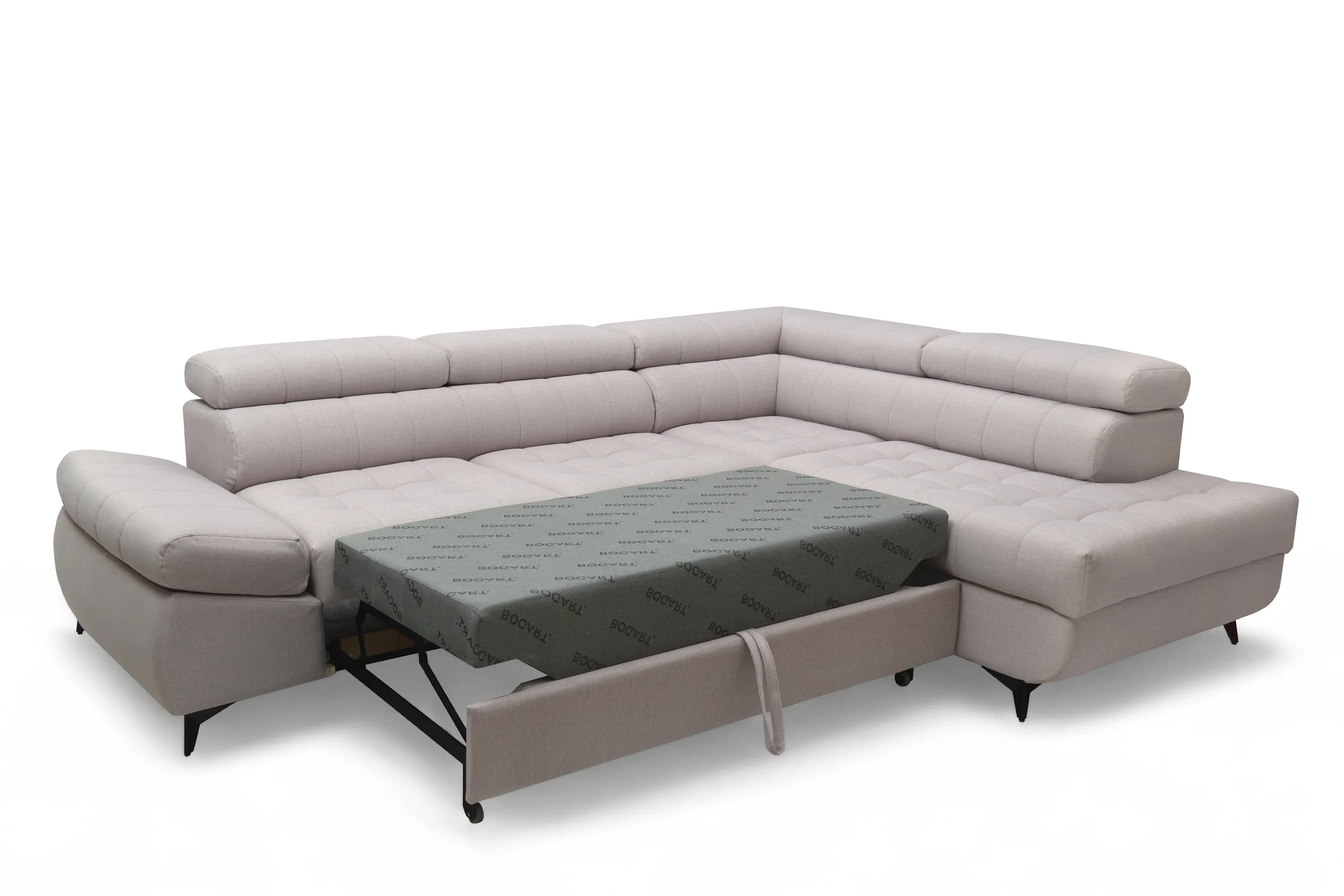 Narożnik prawostronny VALORIS L regulowane zagłówki i podłokietniki tkanina Maya 01 beżowy - B_162433