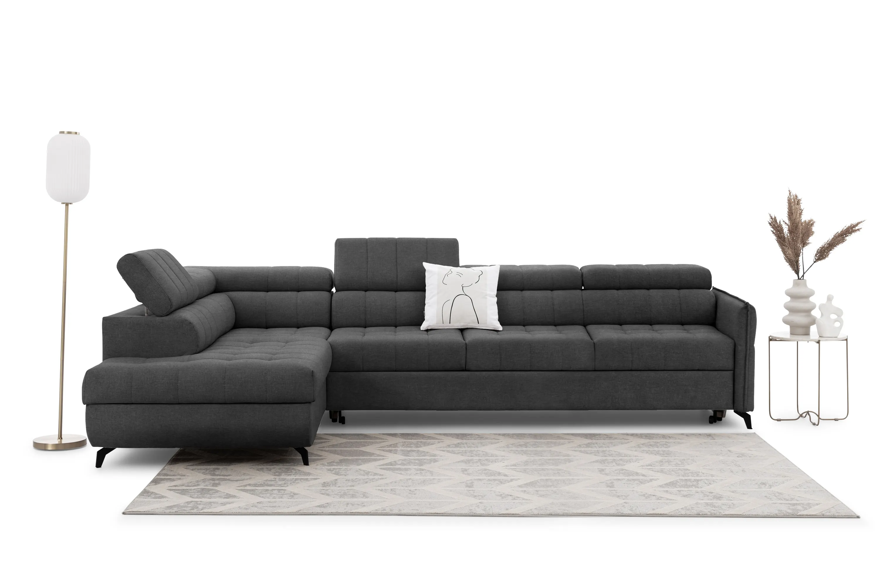 Narożnik lewostronny ELARIAS MAXI regulacja zagłówka i podłokietników tkanina Zetta 305 ciemnoszary - B_168455