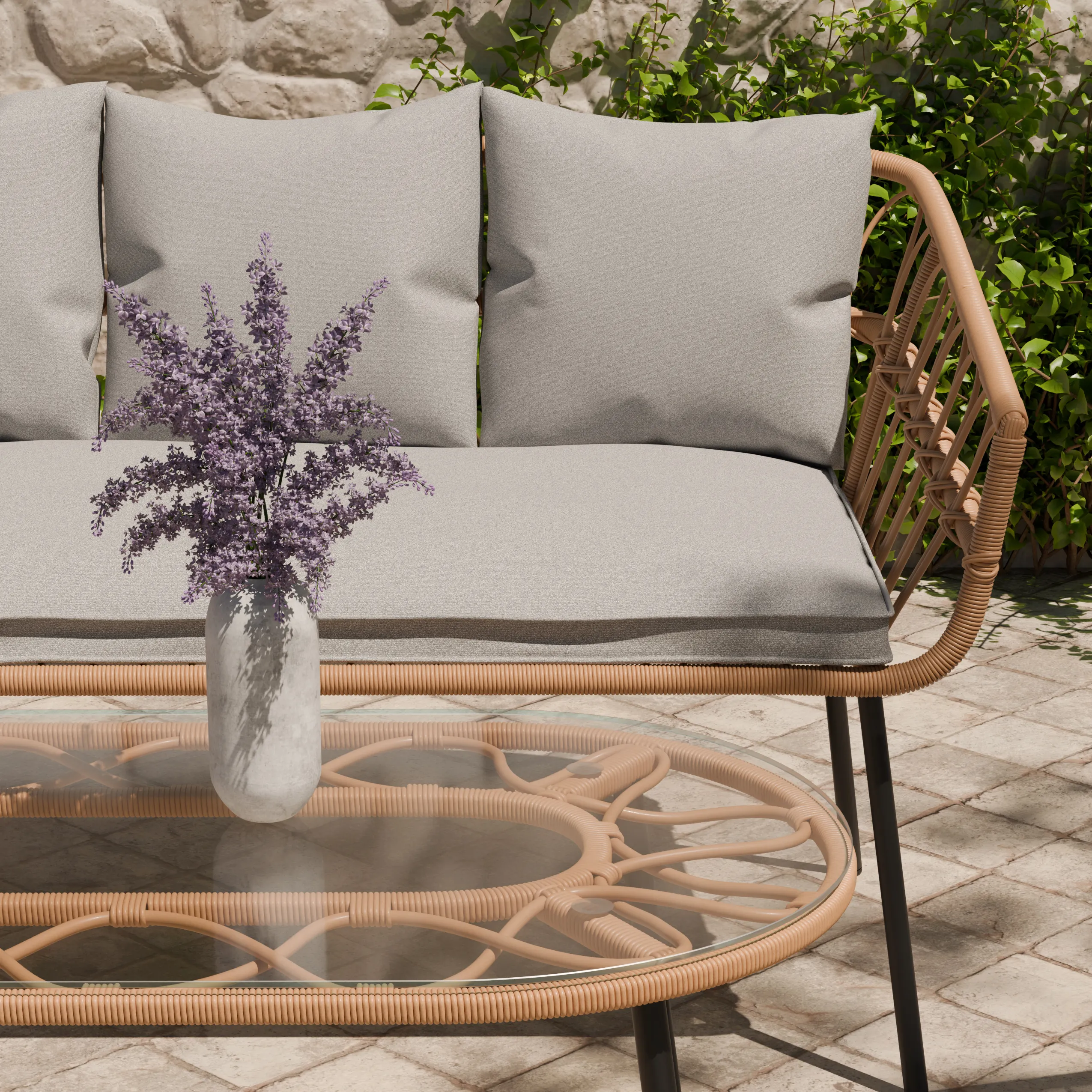 Zestaw ogrodowy wypoczynkowy PLAIT 4-set technorattan szary Zenjoy - PLAIT_SZARY