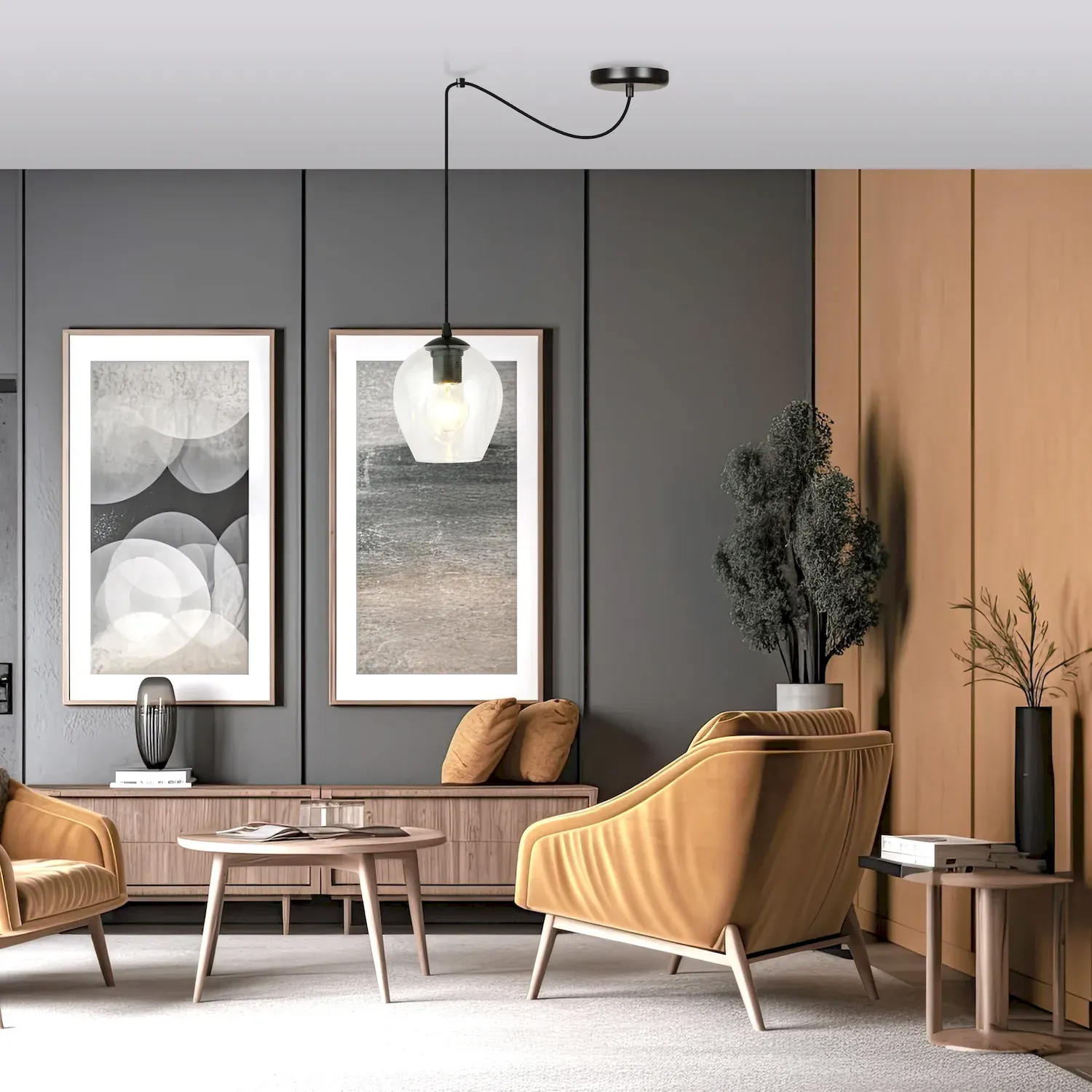 Lampa wisząca pająk LEVEL 1 czarny transparentny - 756/1