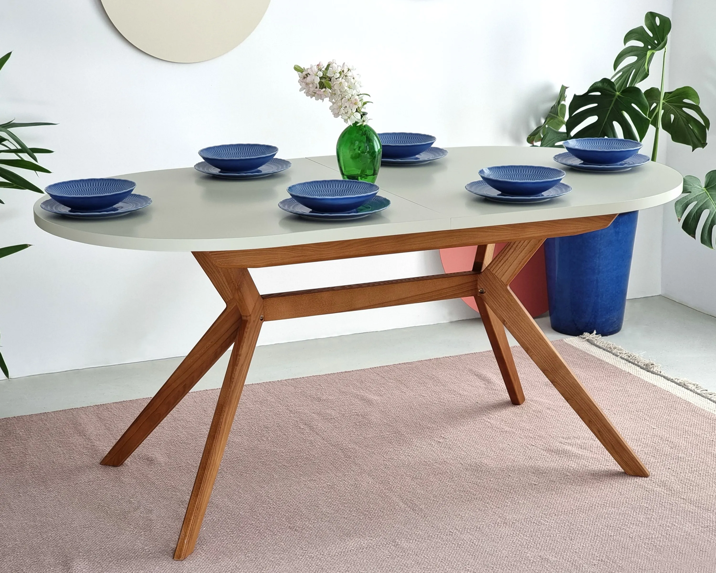 Owalny stół rozkładany BIJU 90x170-220cm koralowy dąb - RGBTBOVAL_16_OAK