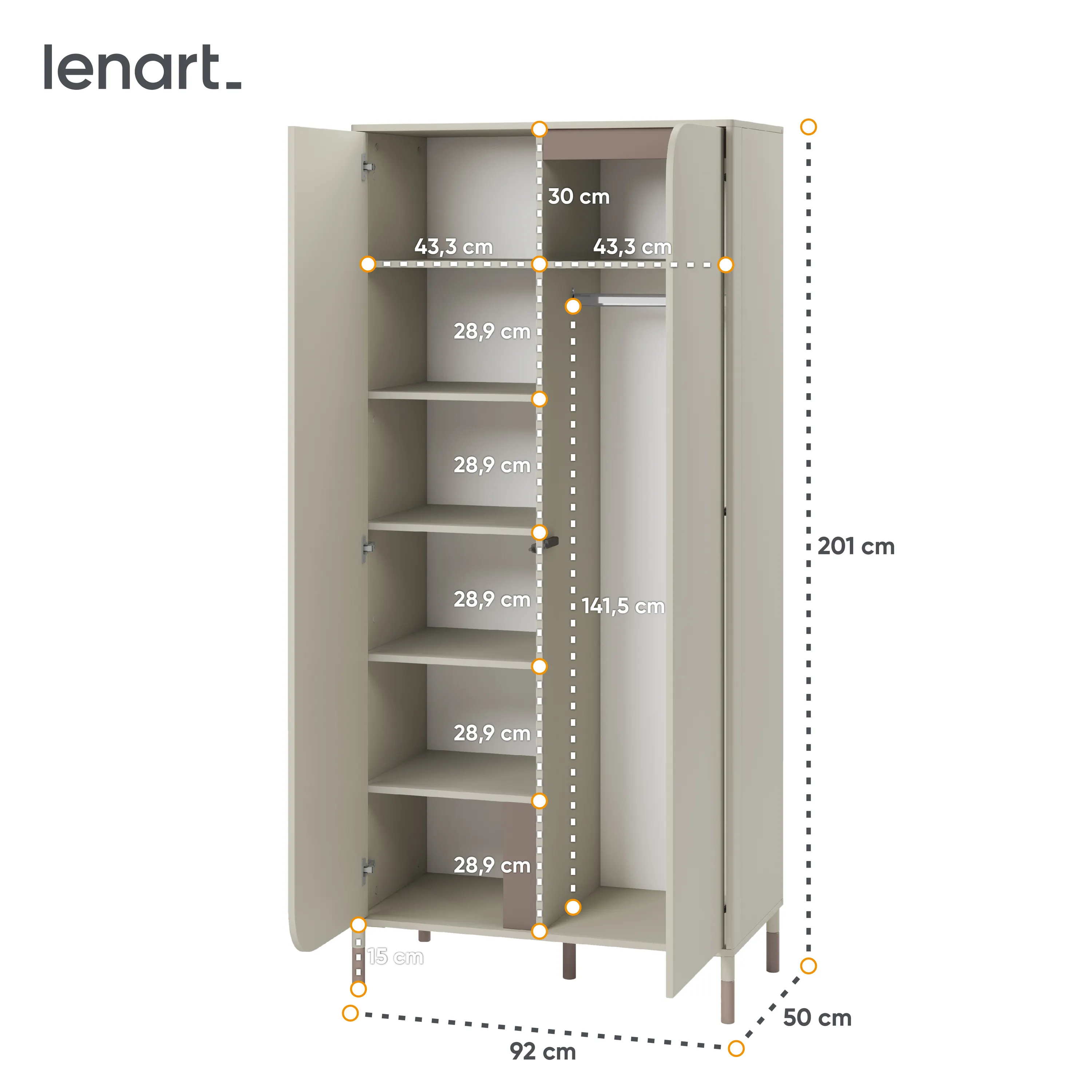 Szafa 2-drzwiowa Harmony HR-01 92cm kaszmir - HR1KT