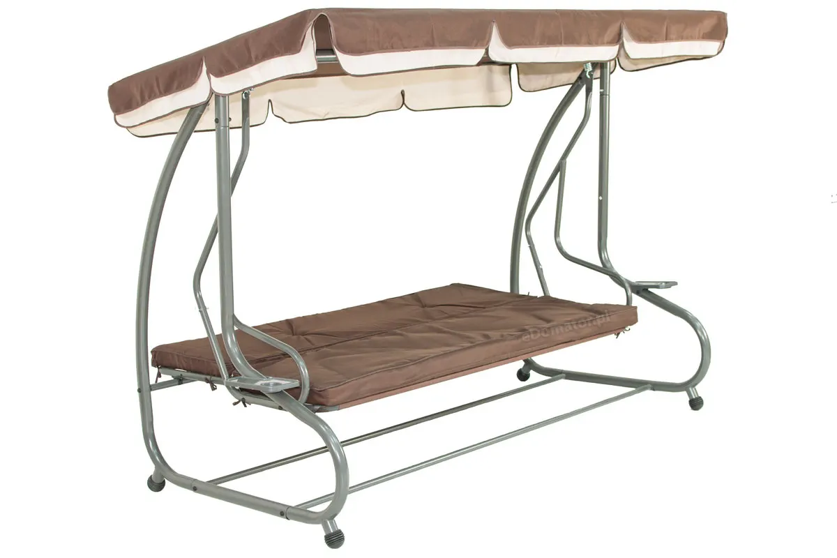 Huśtawka ogrodowa rozkładana GRACJA z regulowanym daszkiem 230 cm - brązowa - FE5906948100503