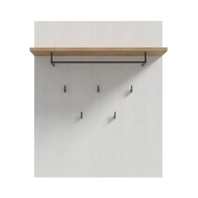 Panel wiszący z półką i haczykami CHISBURY - dąb riviera, modrzew jasny sibu - BHLD202-M482