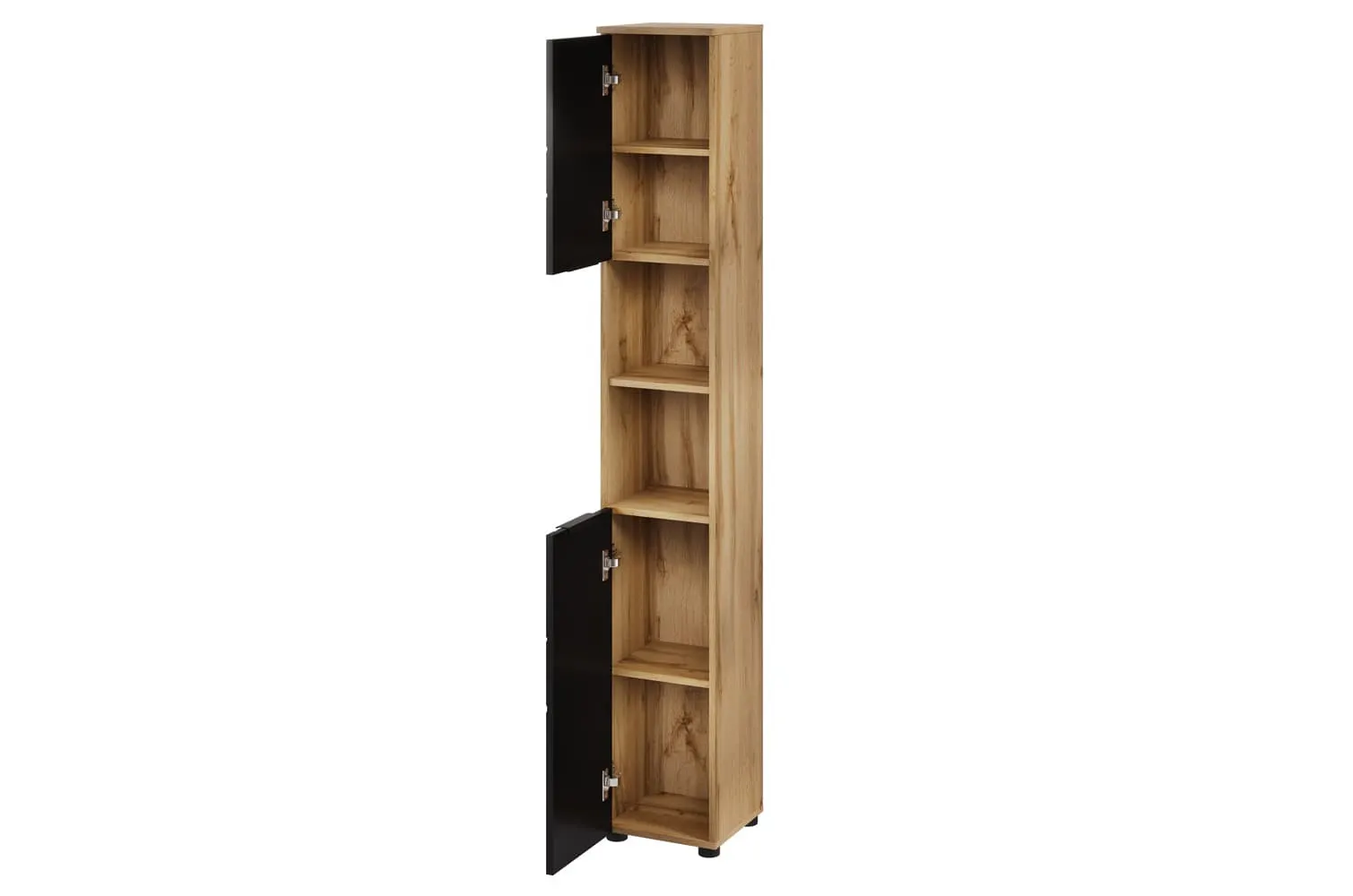 Szafka łazienkowa wysoka MAZI L/P 192x30 dąb Wotan/czarny mat - TH-100-1844