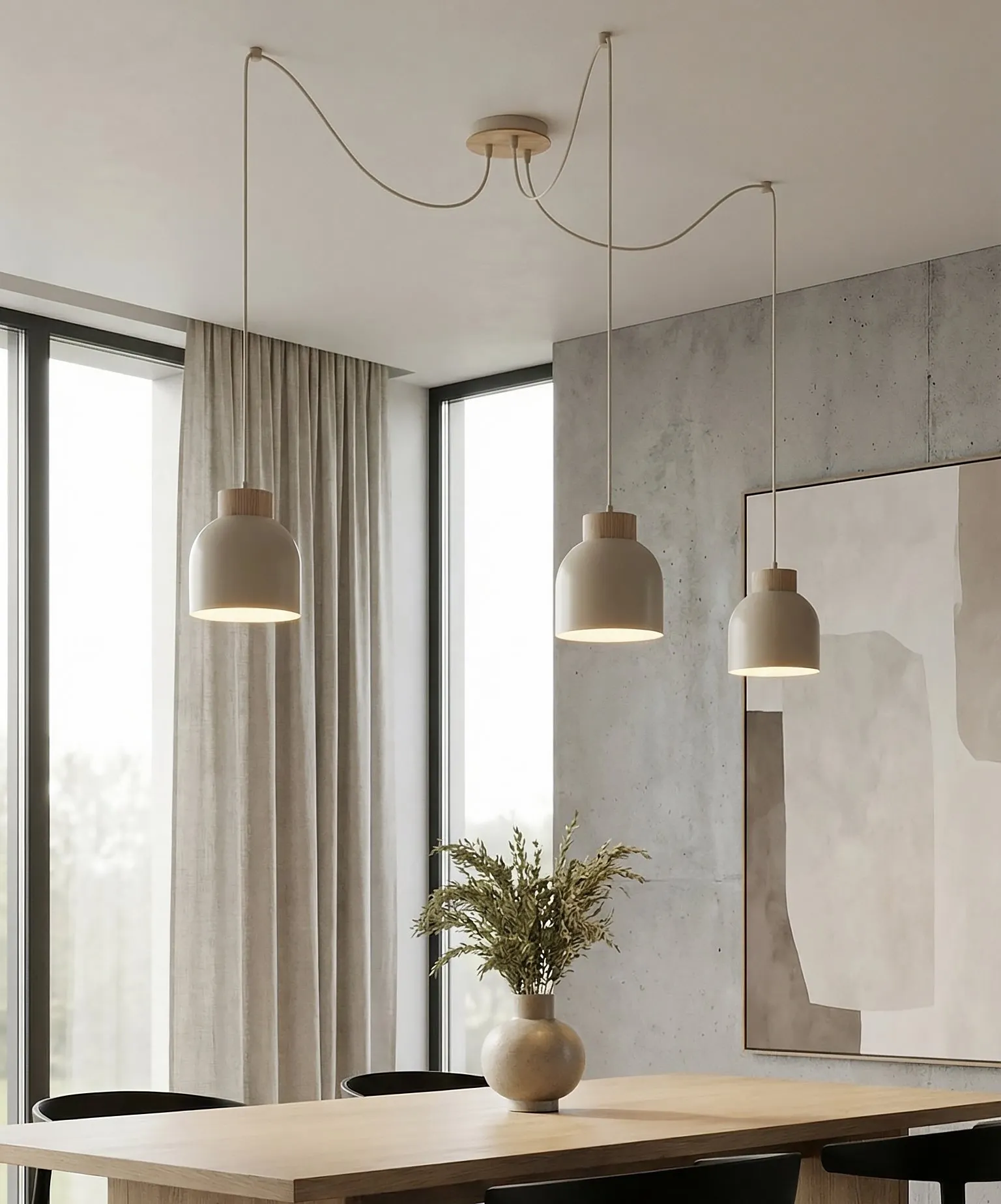 image lampa wisząca, pendant, kinkiet, drewniane elementy, neutralny kolor