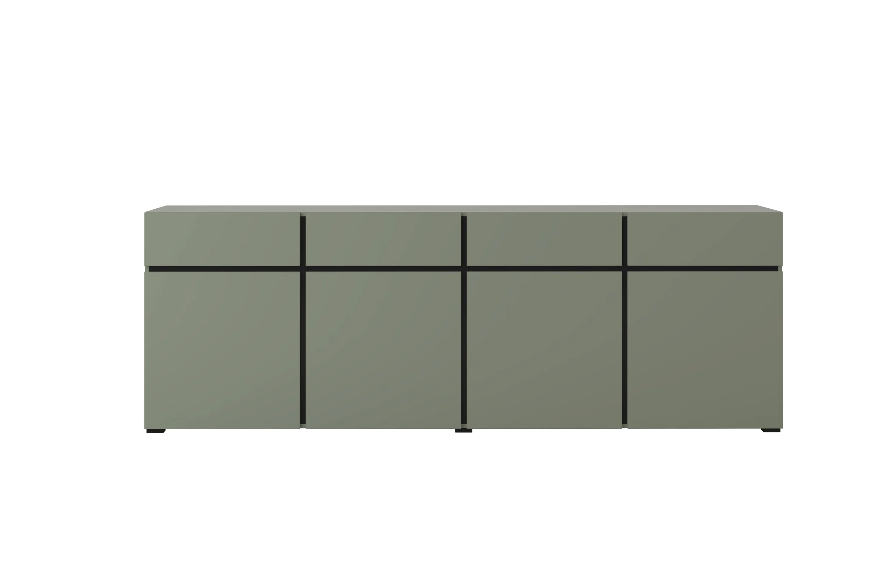 Komoda 4-drzwiowa z szufladami CROSS 225 cm zielona - 24GWMY25