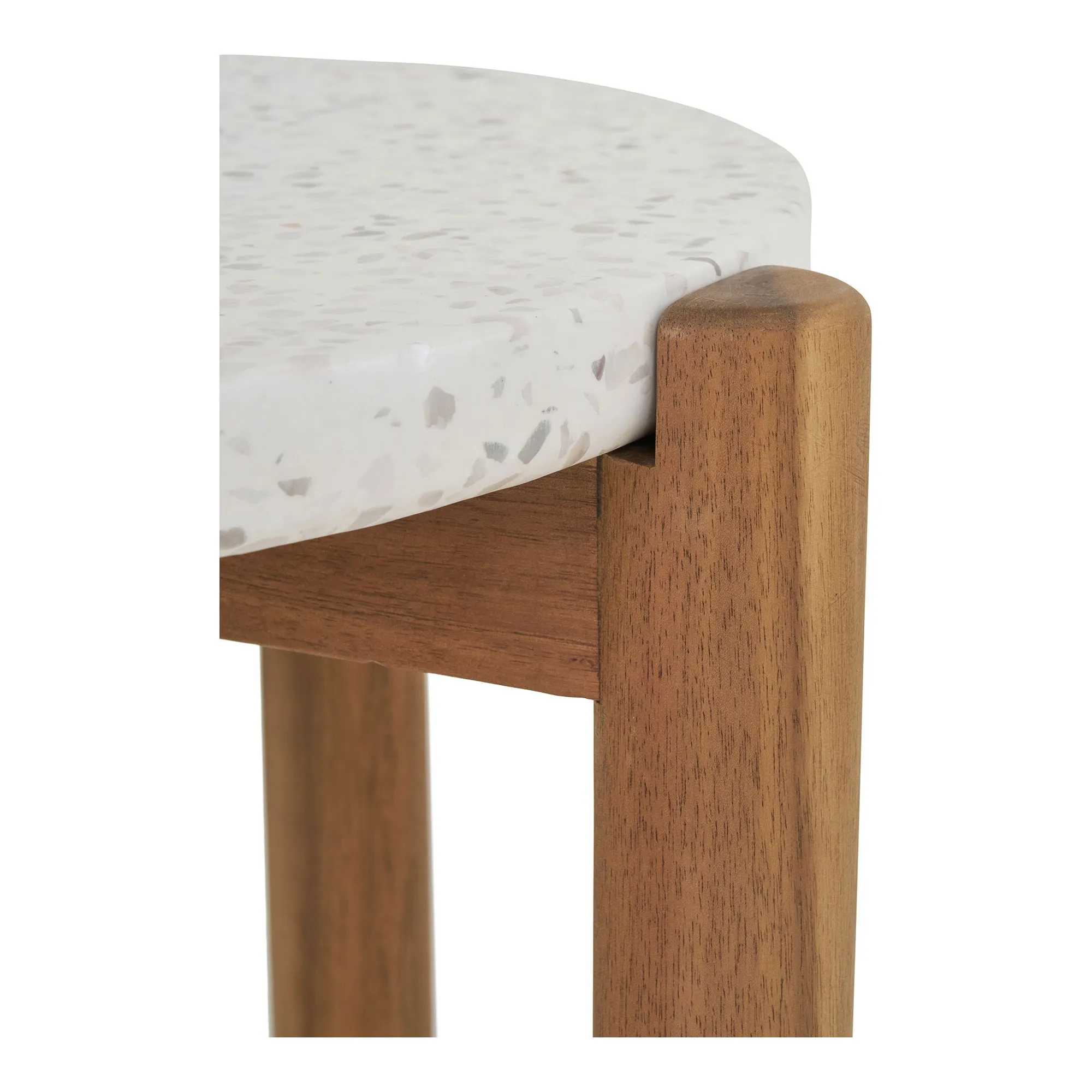 Stolik kawowy okrągły TERRACINA lastryko, akacja FI 37 cm - biały, naturalny — zdjęcie 7