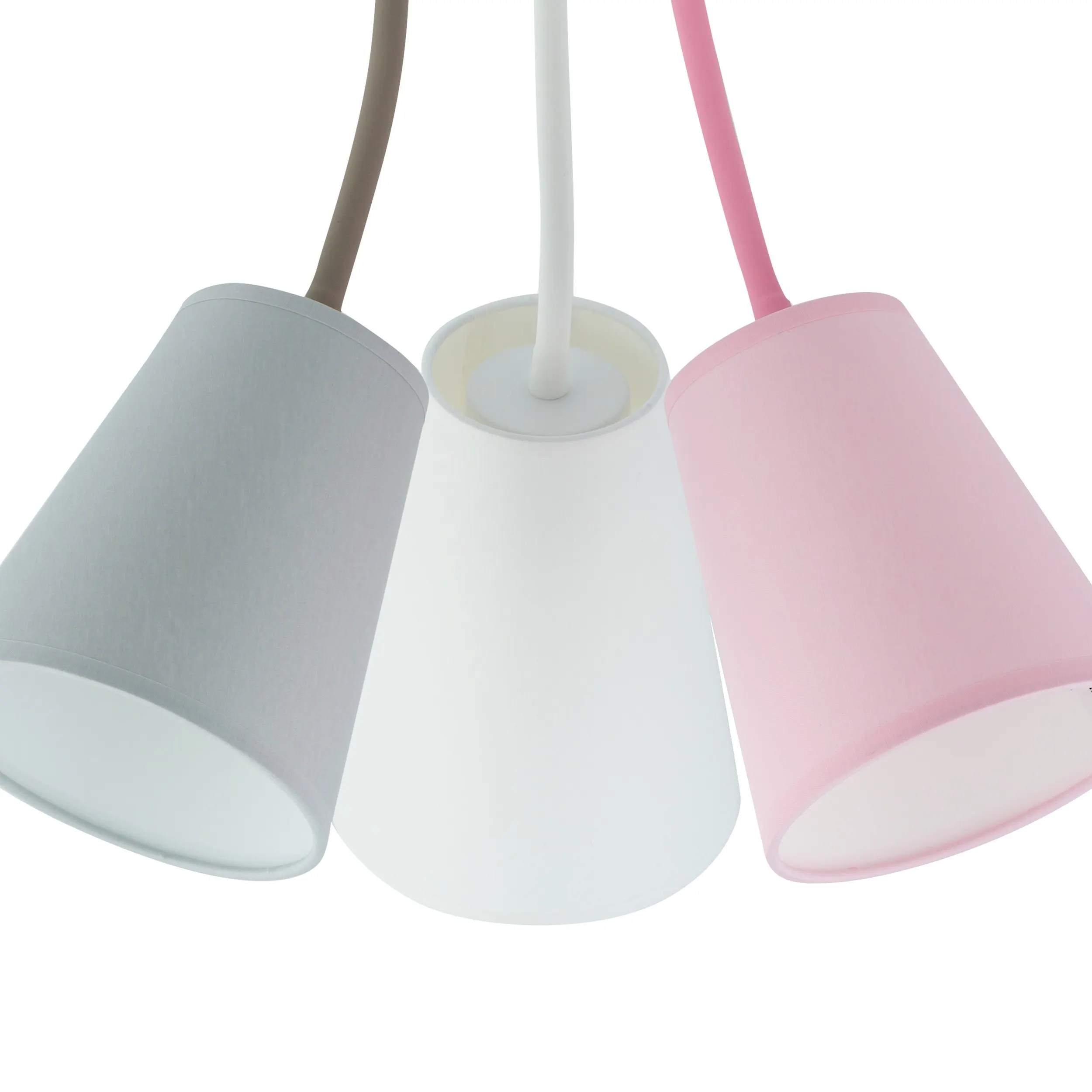 Lampa sufitowa WIRE KIDS biała wielokolorowe klosze szary różowy elastyczne ramiona 70x50cm - TK_6024
