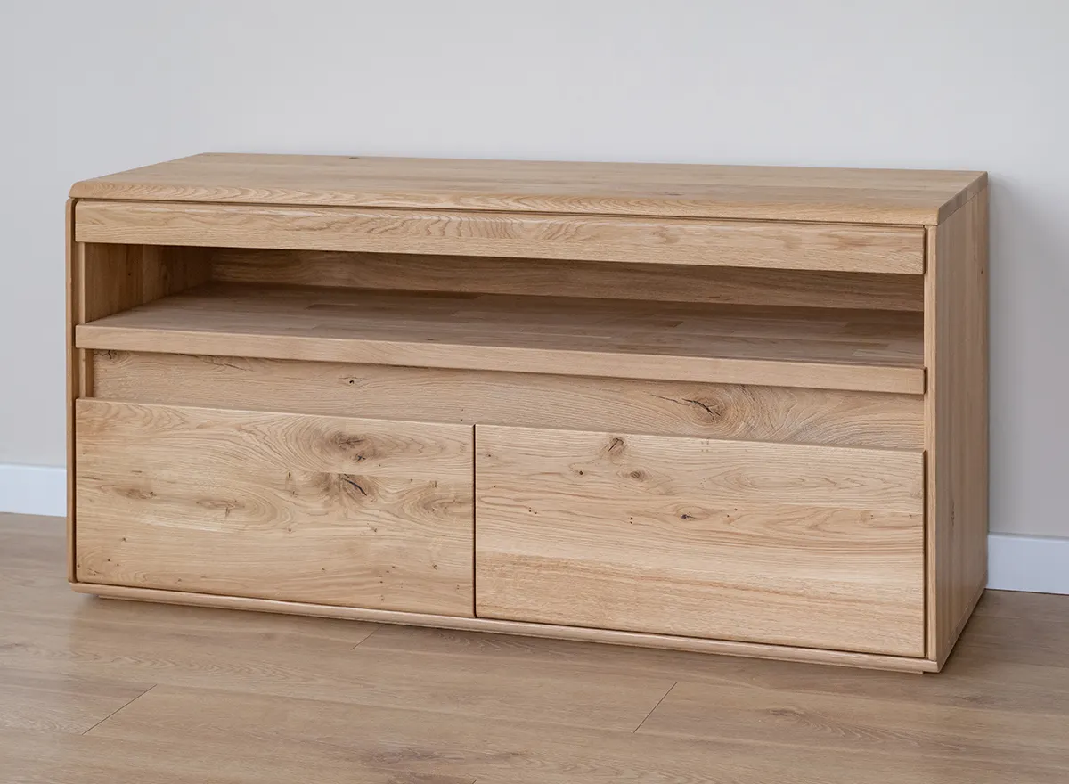 Szafka RTV drewniana DIVISIONE oświetlenie led 123 cm dąb olejowany - ZIDIV08