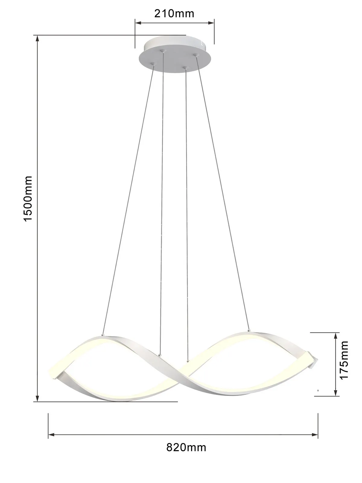 Aviano Lampa wisząca spiralna pozioma. Możliwość 3-stopniowego ściemniania włącznikiem naściennym (klik) - 6033-0106