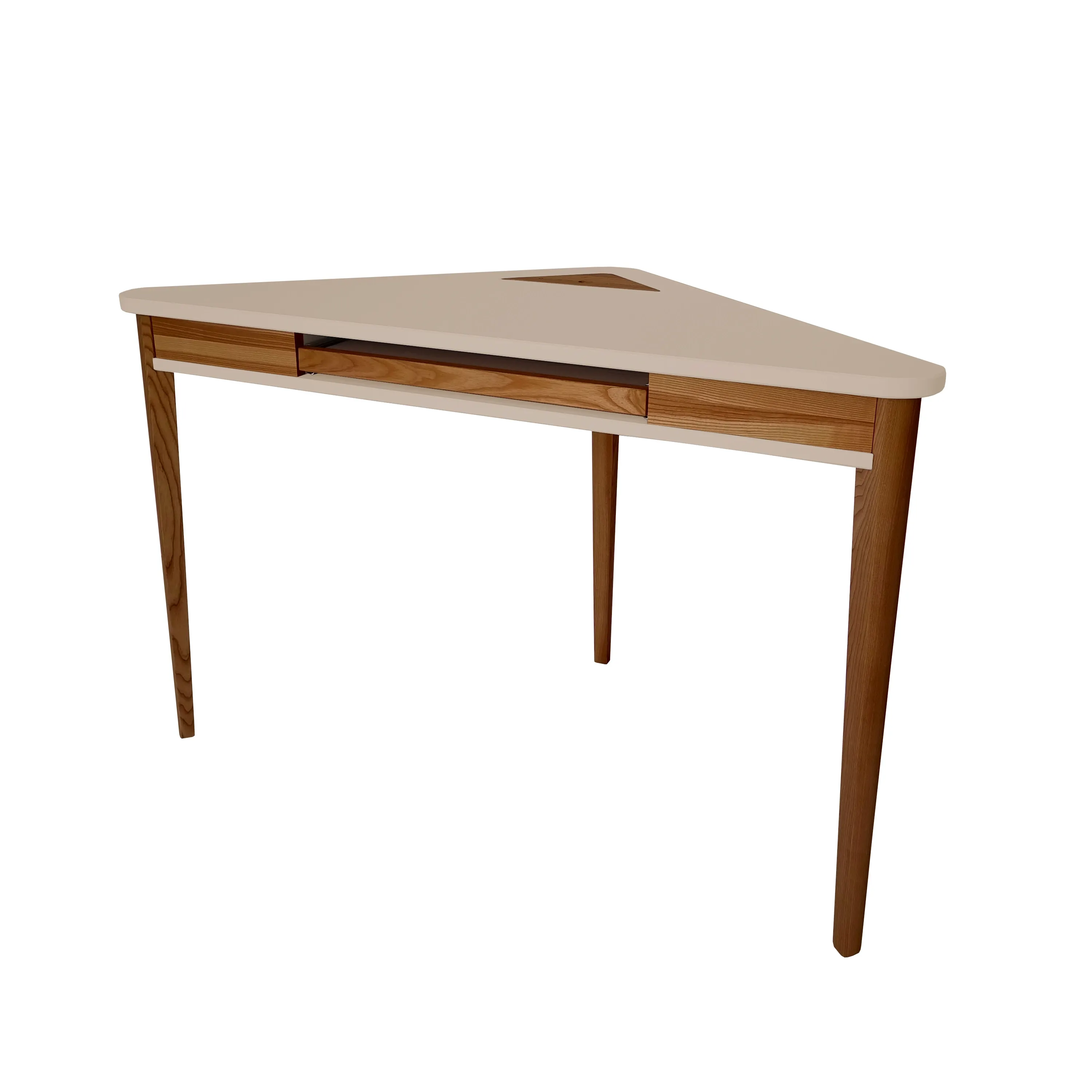 Biurko narożne ASHME z półką na klawiaturę 114x85 beżowy blat/ciemne drewniane nogi - NRGBACDKEY_OAK_4