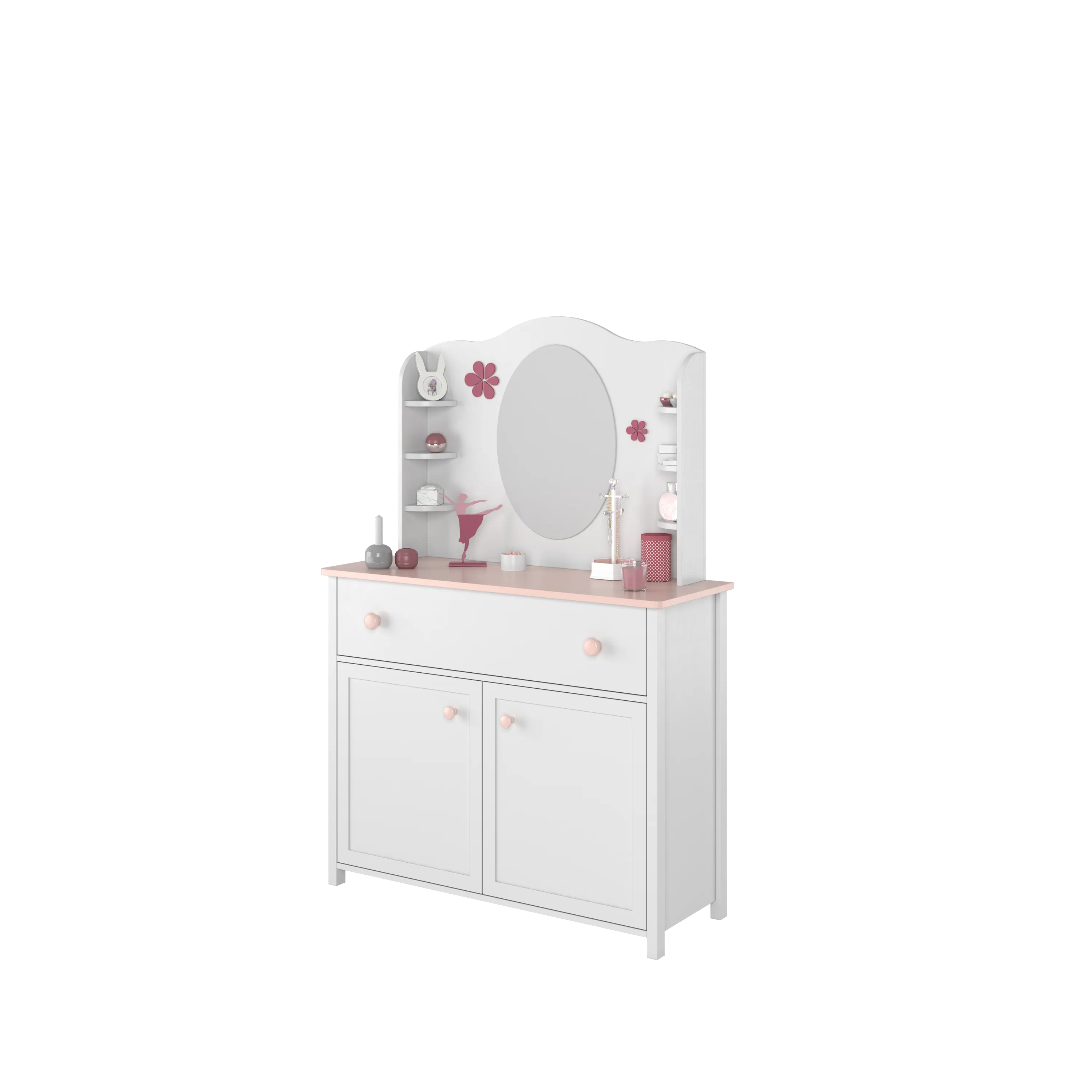 Komoda LUNA LN-05 biało-różowa - LN5BR