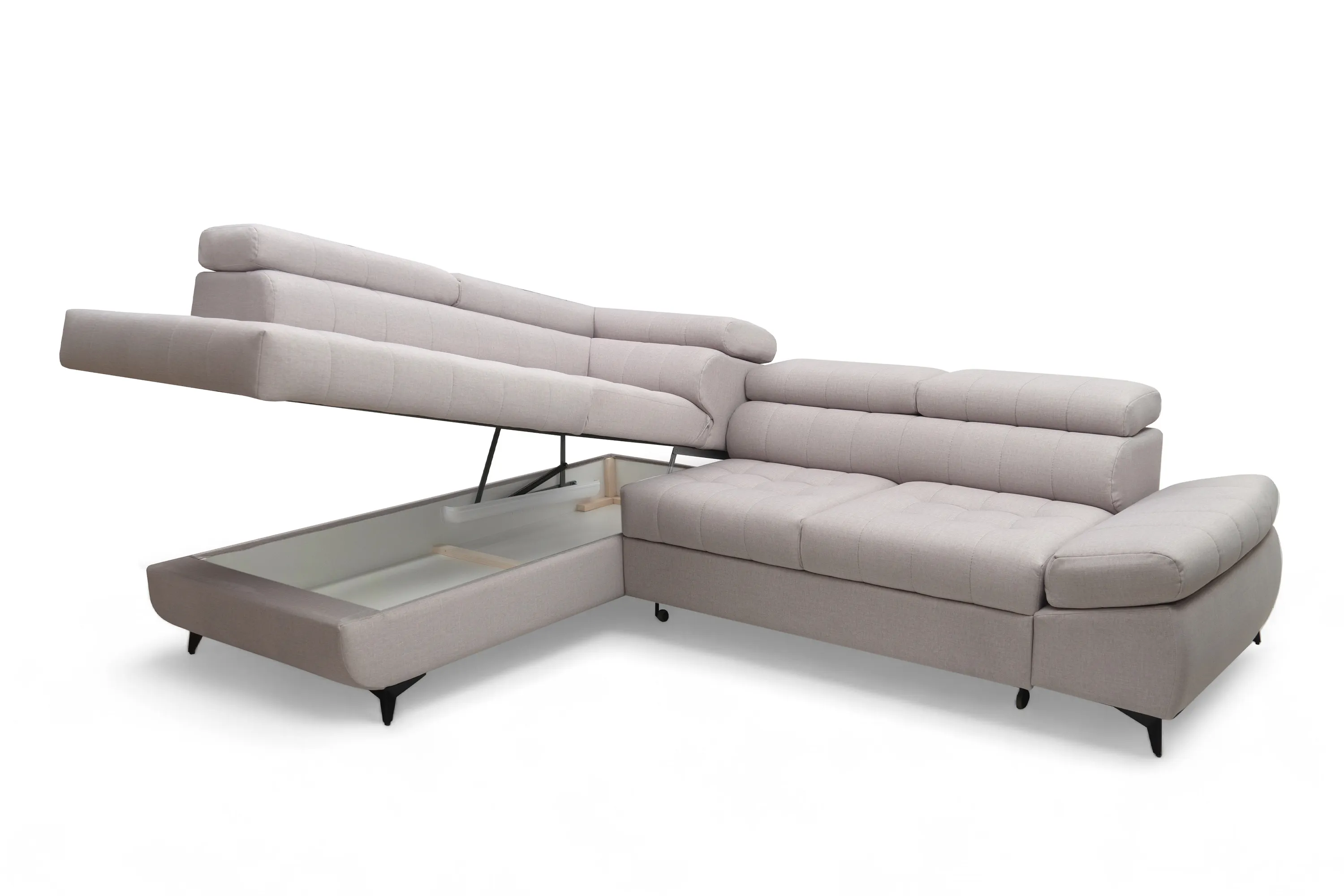 Narożnik lewostronny VALORIS L regulowane zagłówki i podłokietniki tkanina Maya 01 beżowy - B_162434