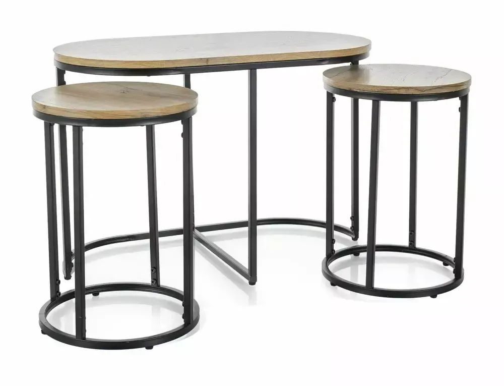 ŁAWA TWIX DĄB ARTISAN/CZARNY (ZESTAW 75x40- FI35) - TWIXDAC