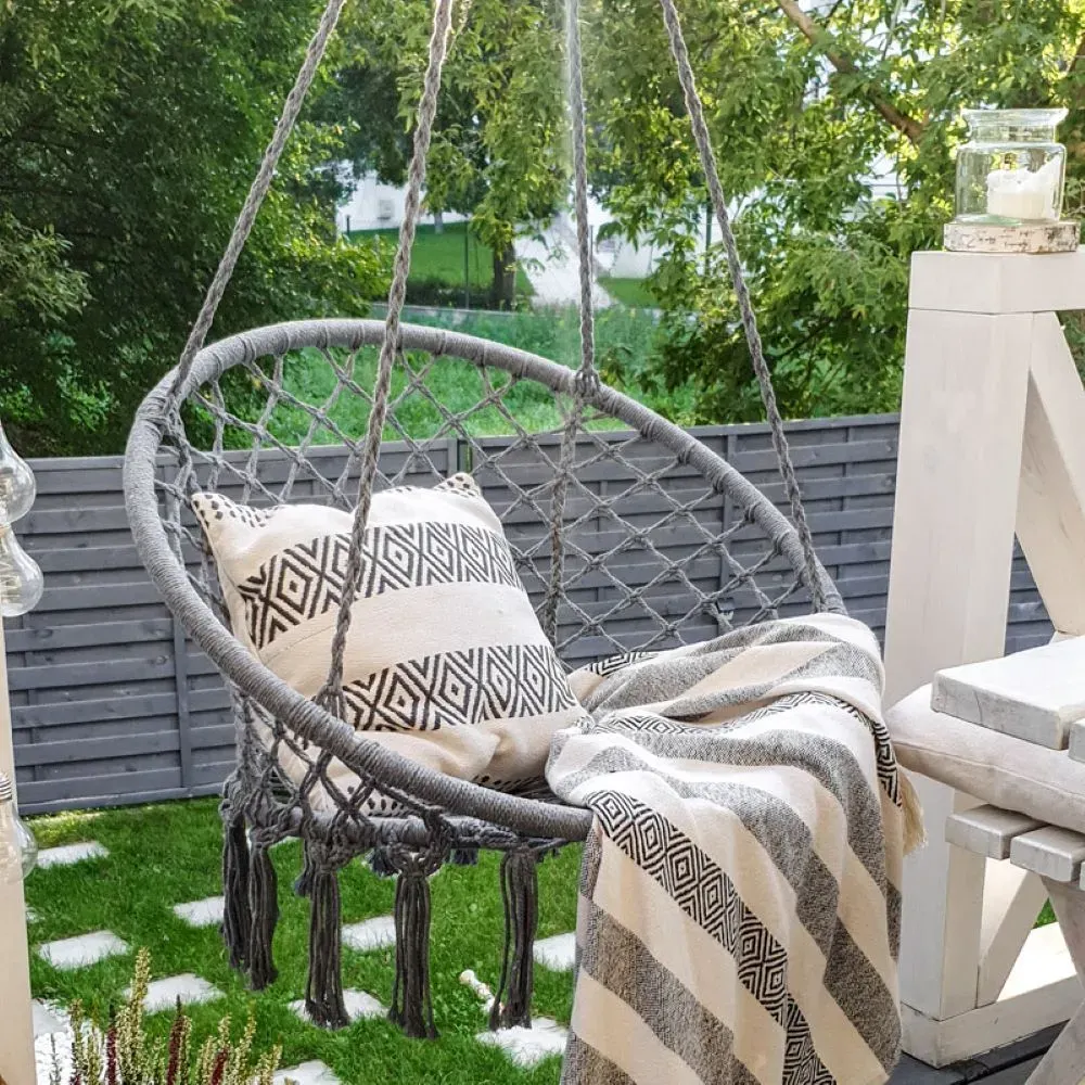 Fotel hamakowy BRASIL HOOP FI 60 cm szary - MI_5902659146892