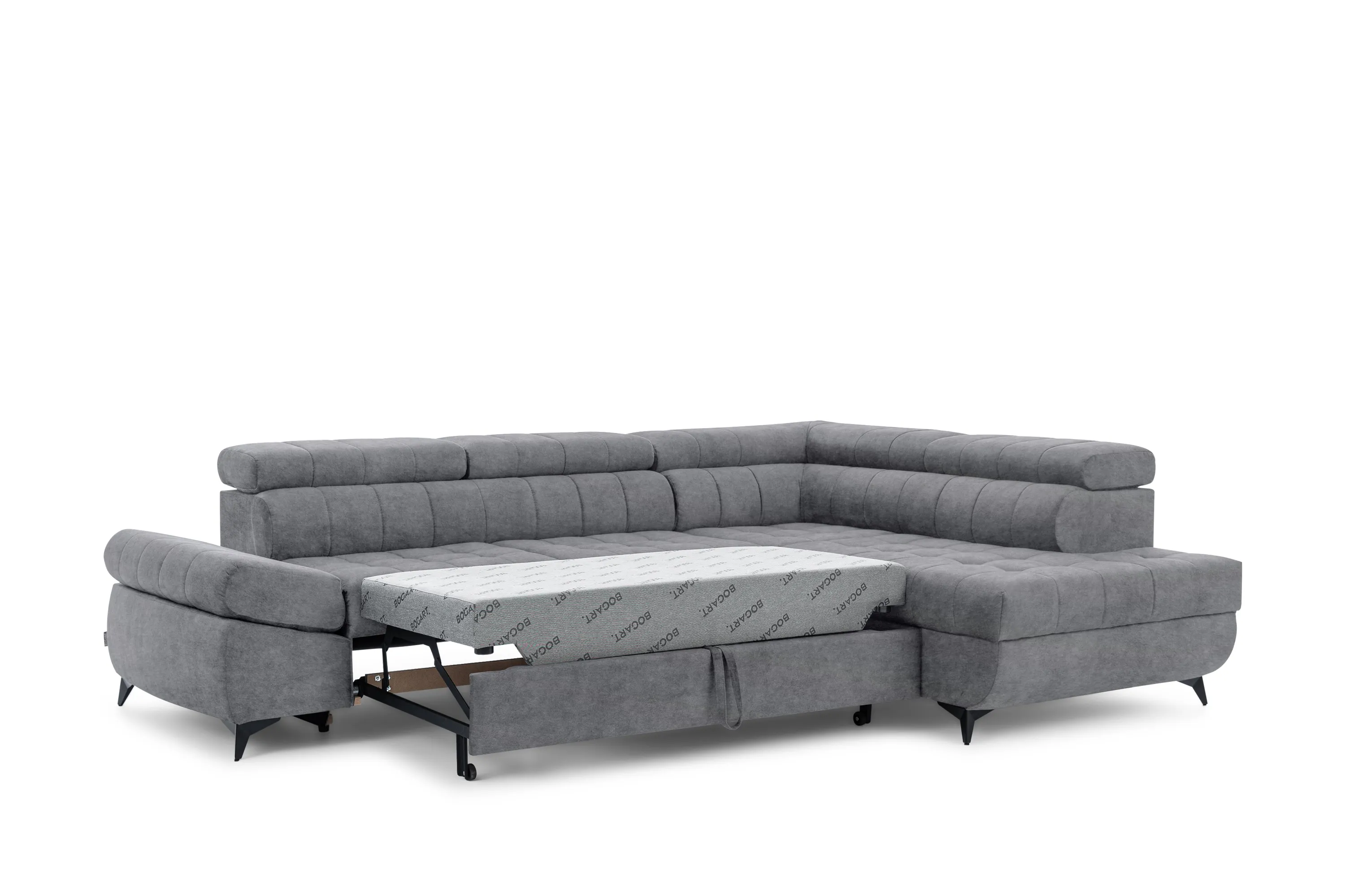 Narożnik lewostronny VALORIS L regulowane zagłówki i podłokietniki tkanina Cloud 82 szary - B_162909