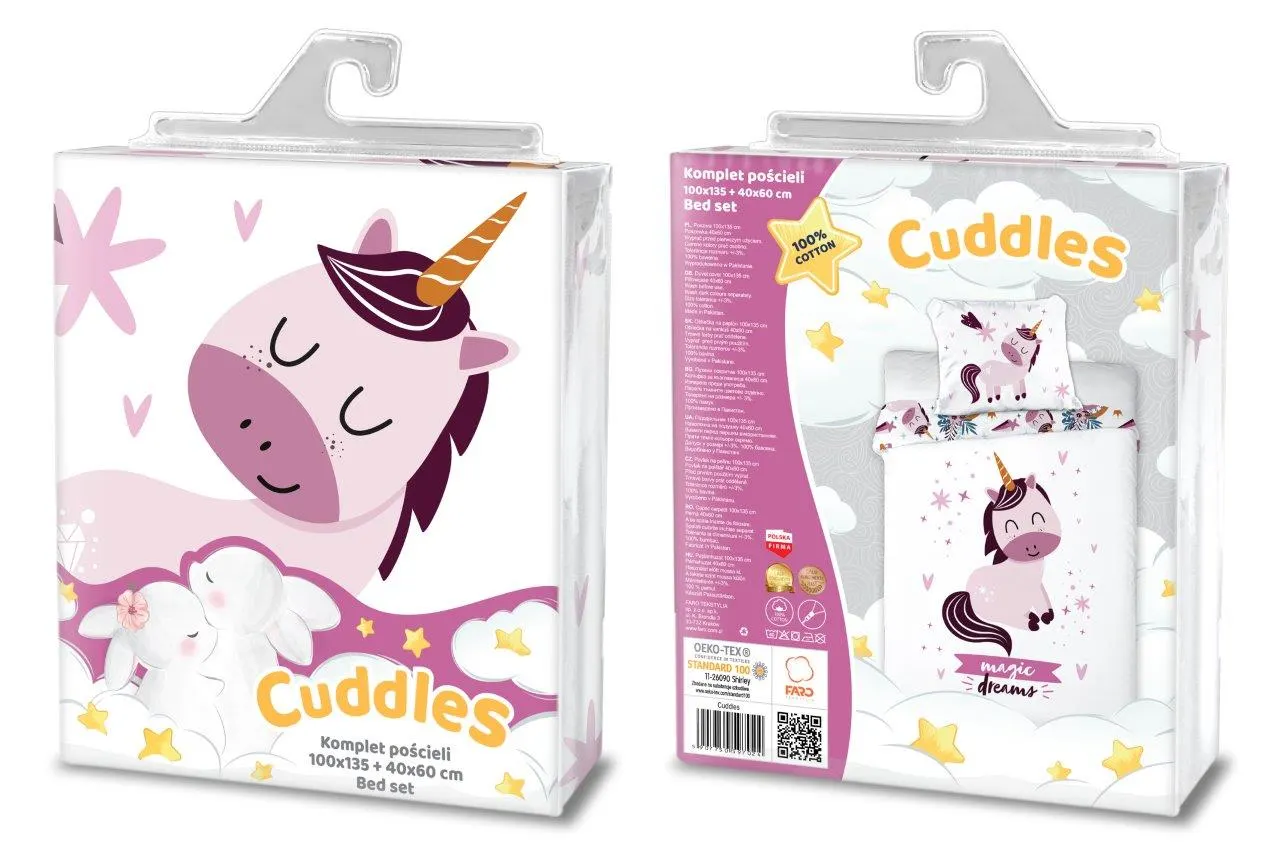 Pościel komplet dla dzieci PRZYTULAKI 018 bawełna 100X135+40X60 MAGIC UNICORN wielokolorowy - FARO_30434