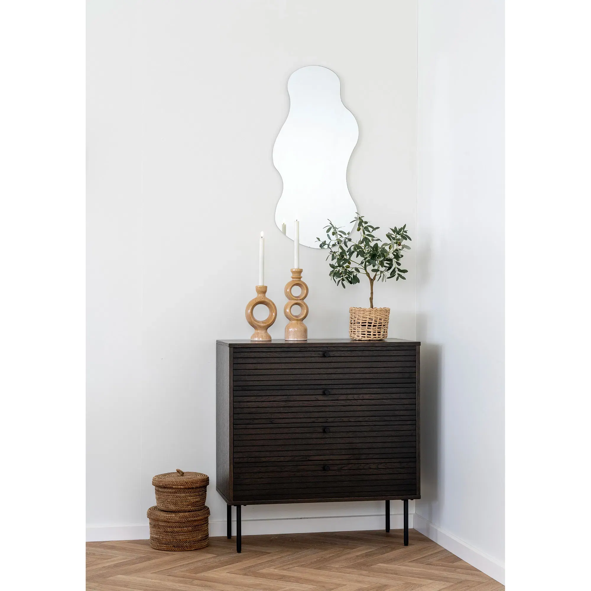 Komoda z 4 szufladami KYOTO SZ80 W85 G40 dąb wędzony, czarny - 3101006