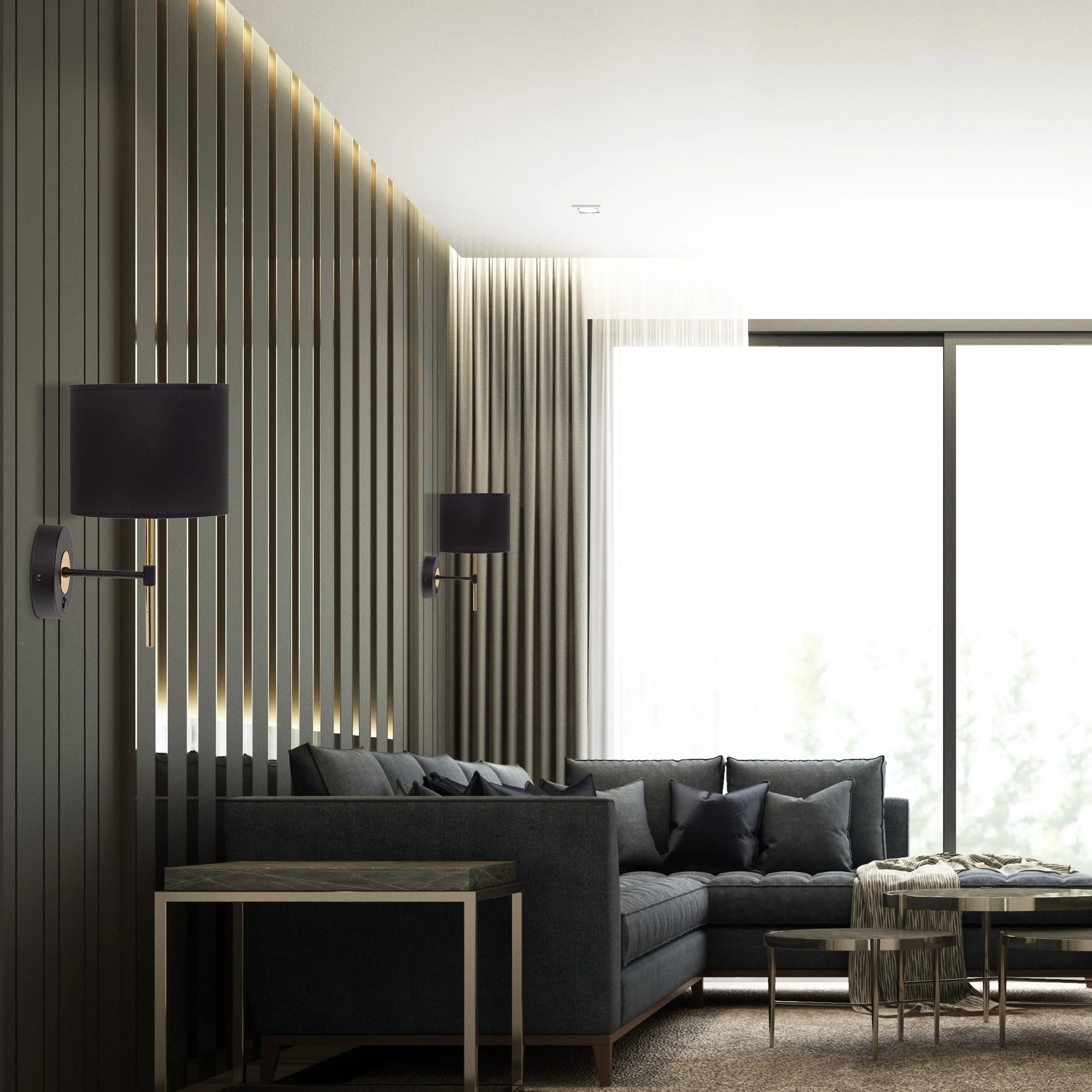 Kinkiet LORD czarny złoty z włącznikiem - TK_4672