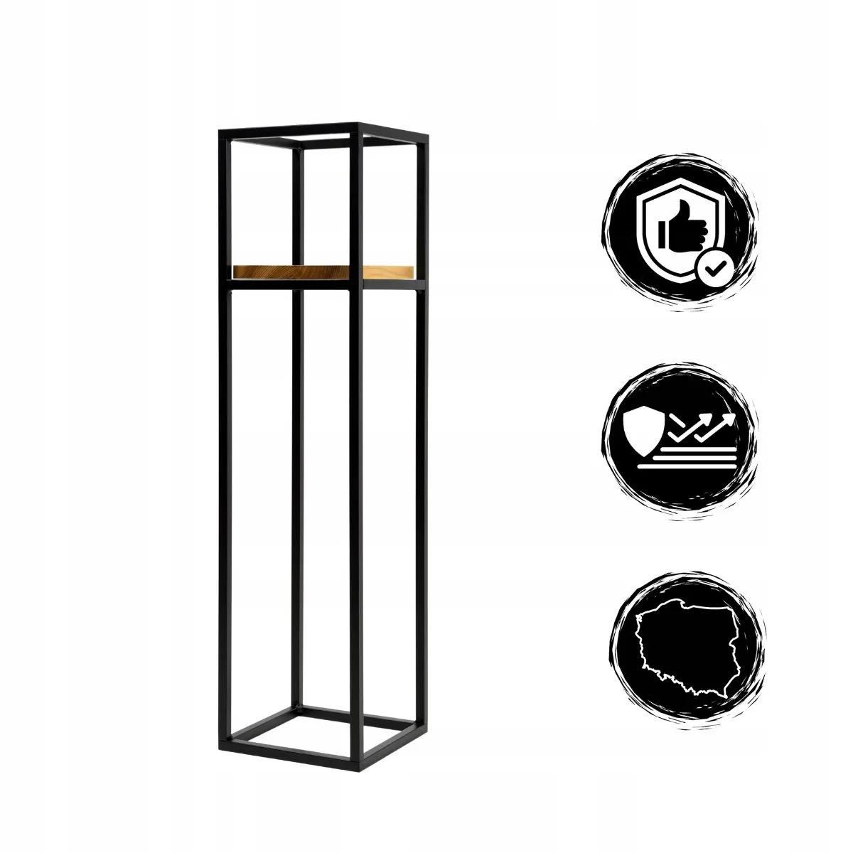 Kwietnik stojący ANET L metal drewno 22x22x90 czarny naturalny - LD_TZ000174