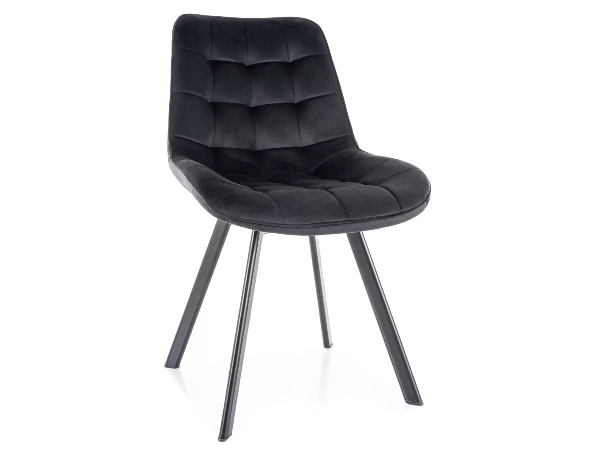 Krzesło tapicerowane MONTI VELVET pikowane czarne na czarnych nogach Krzesło tapicerowane MONTI VELVET pikowane czarne na czarnych nogach