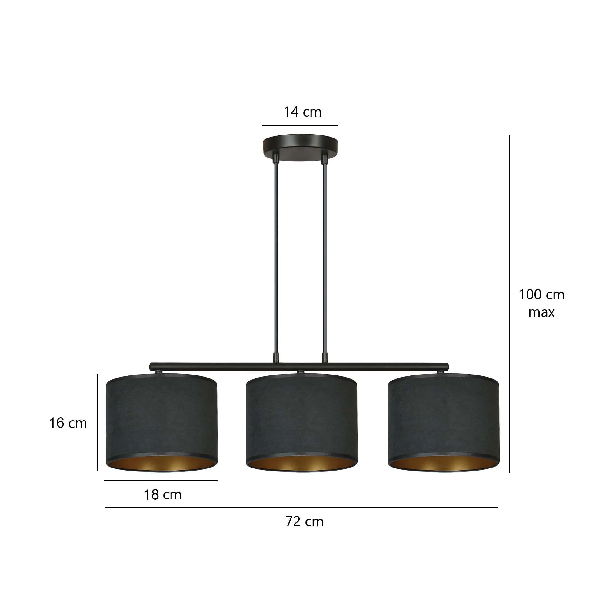Lampa wisząca HILDE 3 czarny — zdjęcie 5